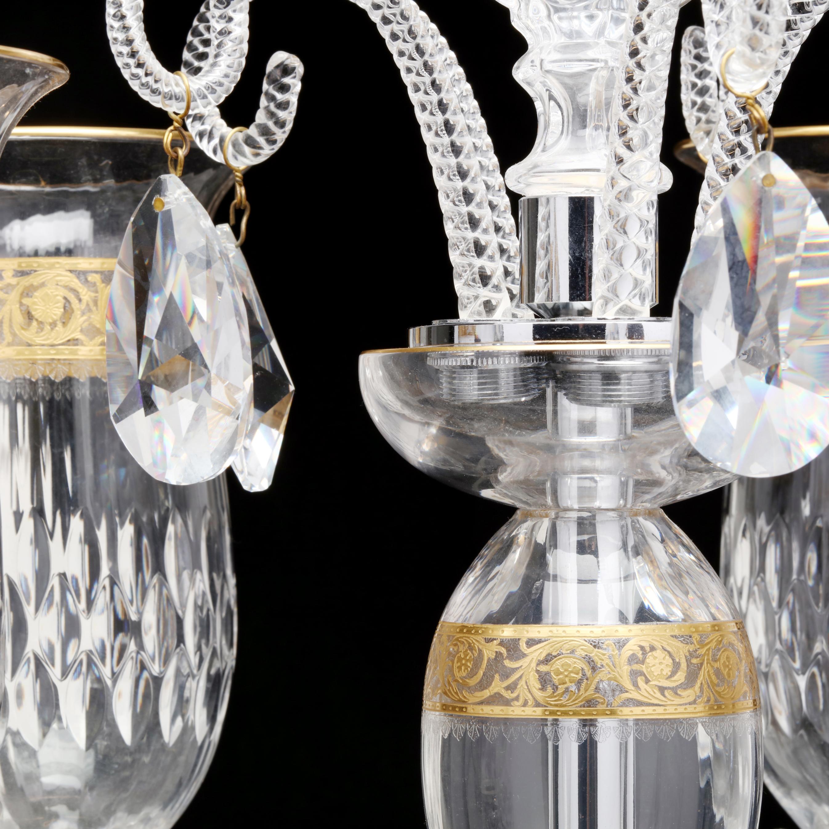 St. Louis, Thistle Gold Crystal Five Light Candelabrum (Lot