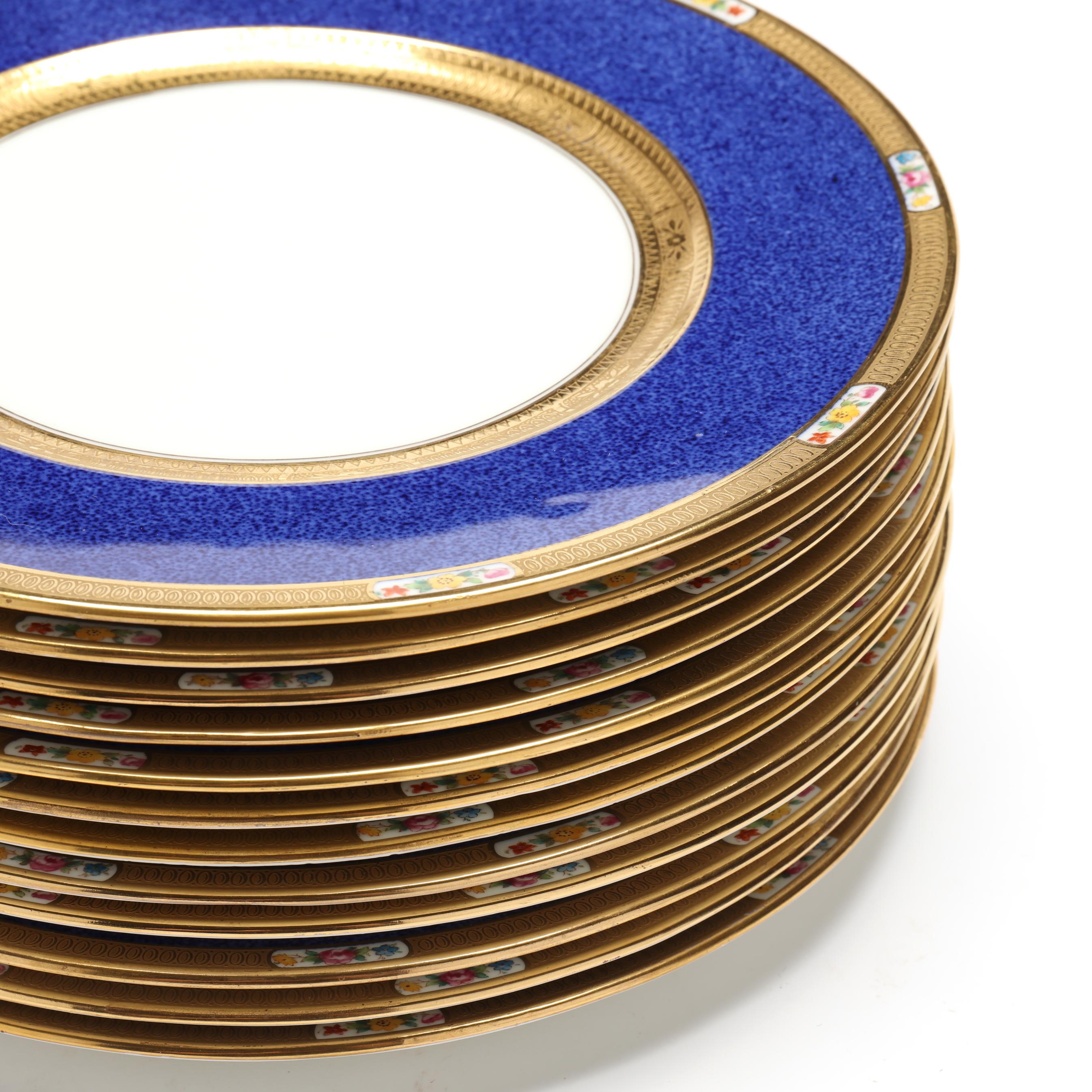 Set of Twelve Cauldon Dinner Plates, Retailed by Tiffany & Co