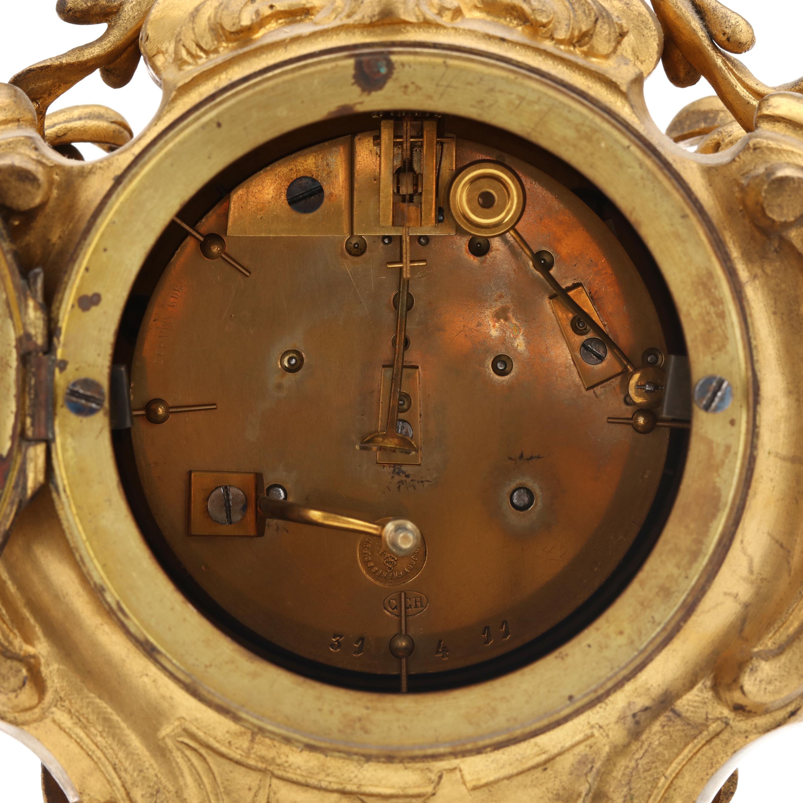 Louis XV Style Dore Bronze Mantel Clock, Signed Balthazard A'Paris