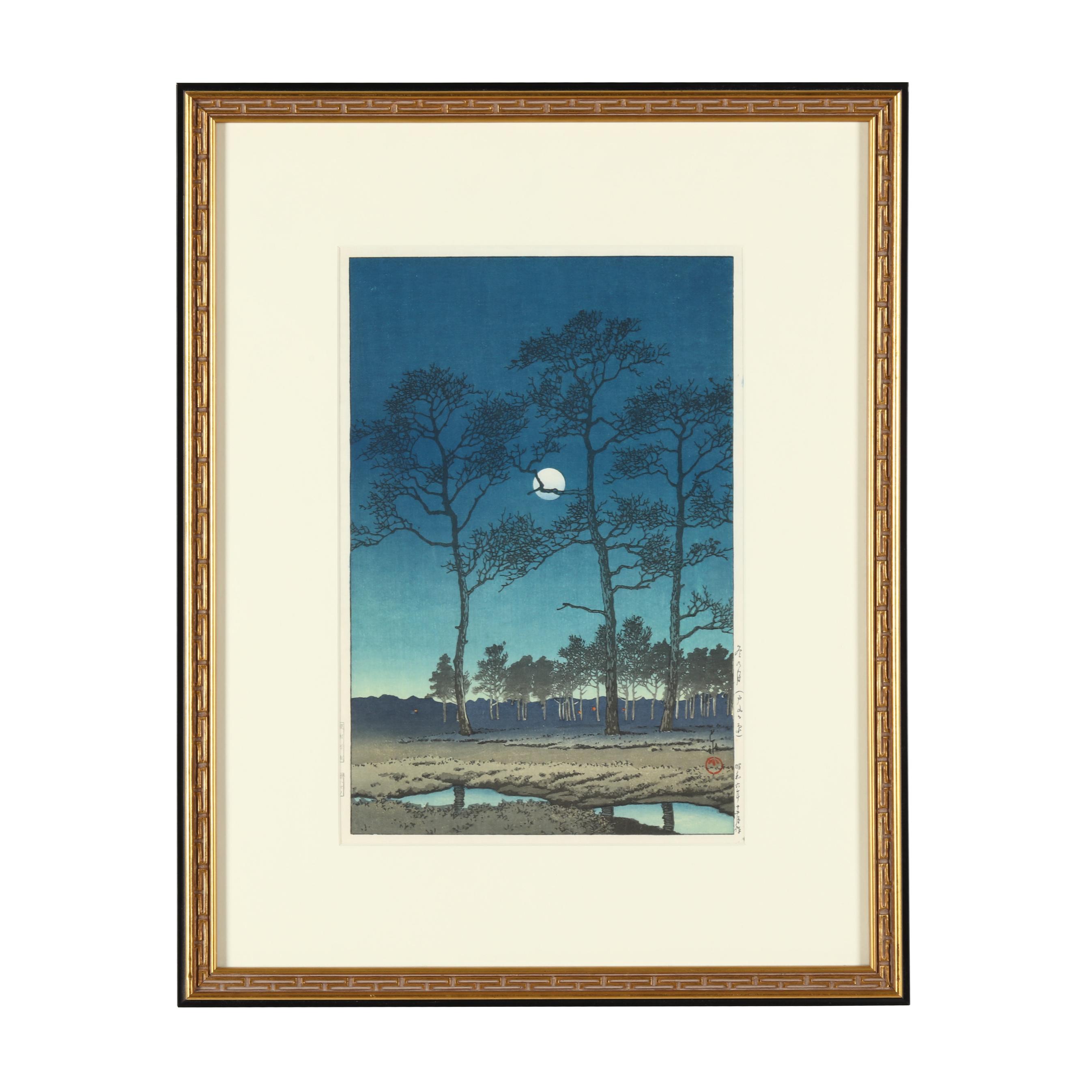 Hasui Kawase (Japanese, 1883-1957), Winter Moon over Toyama Plain