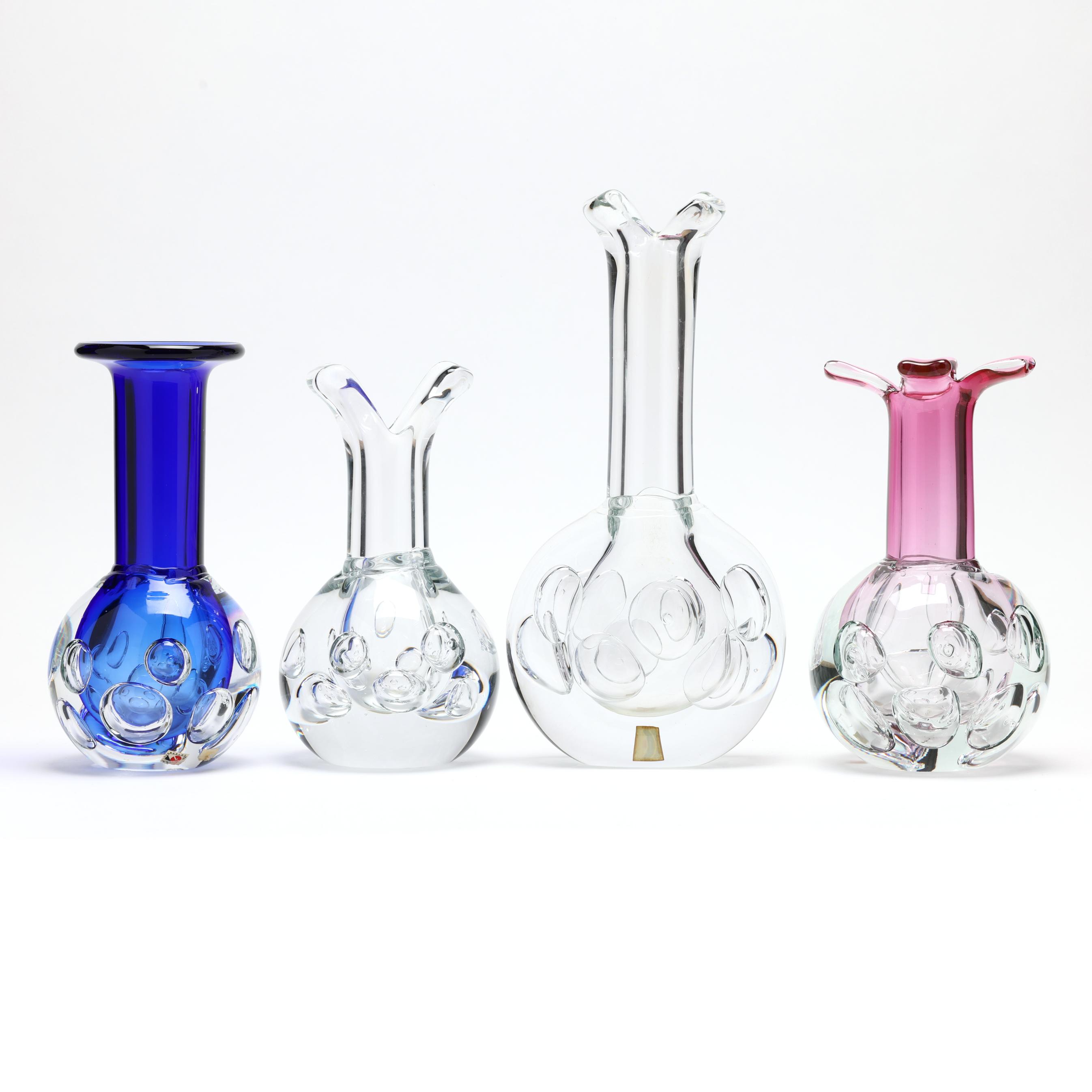 Jaroslav Svoboda (Czech, b. 1938), Four Air-Trap Glass Vases (Lot