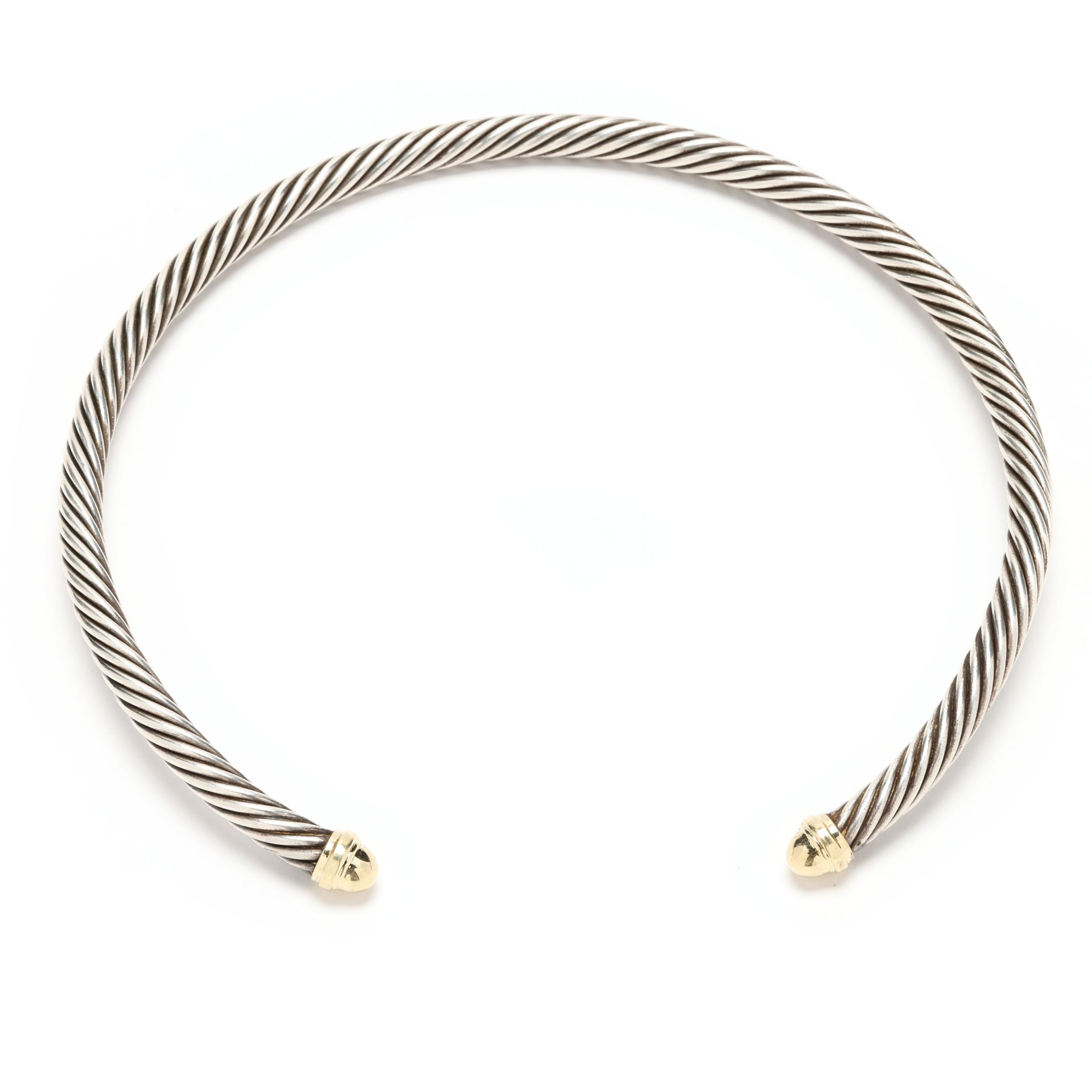 537271_1.jpg David Yurman 585 925 Sterling Silver 14k Gold Cable Choker Necklace main image 0