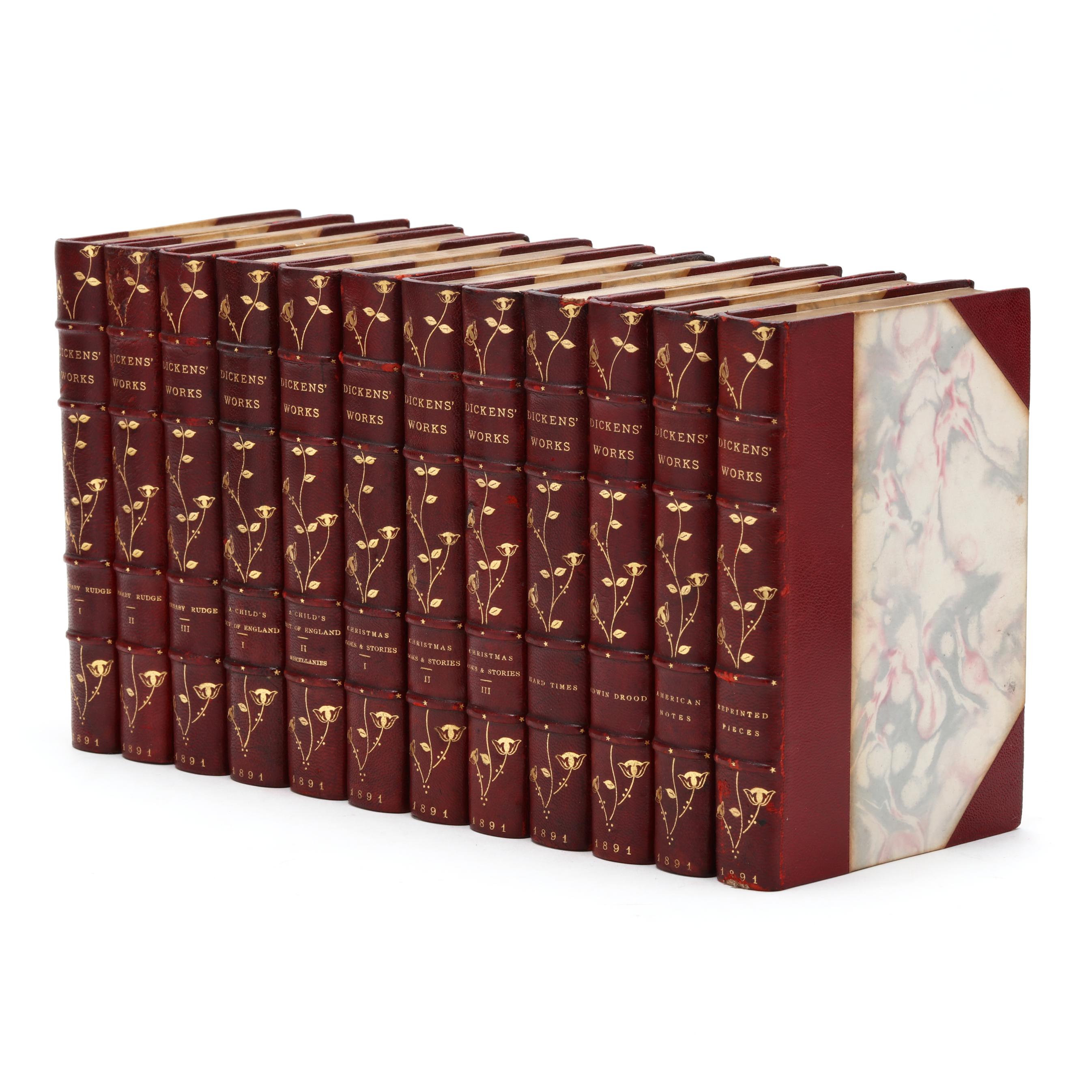 Complete Leather-Bound and Illustrated Set of the Works of