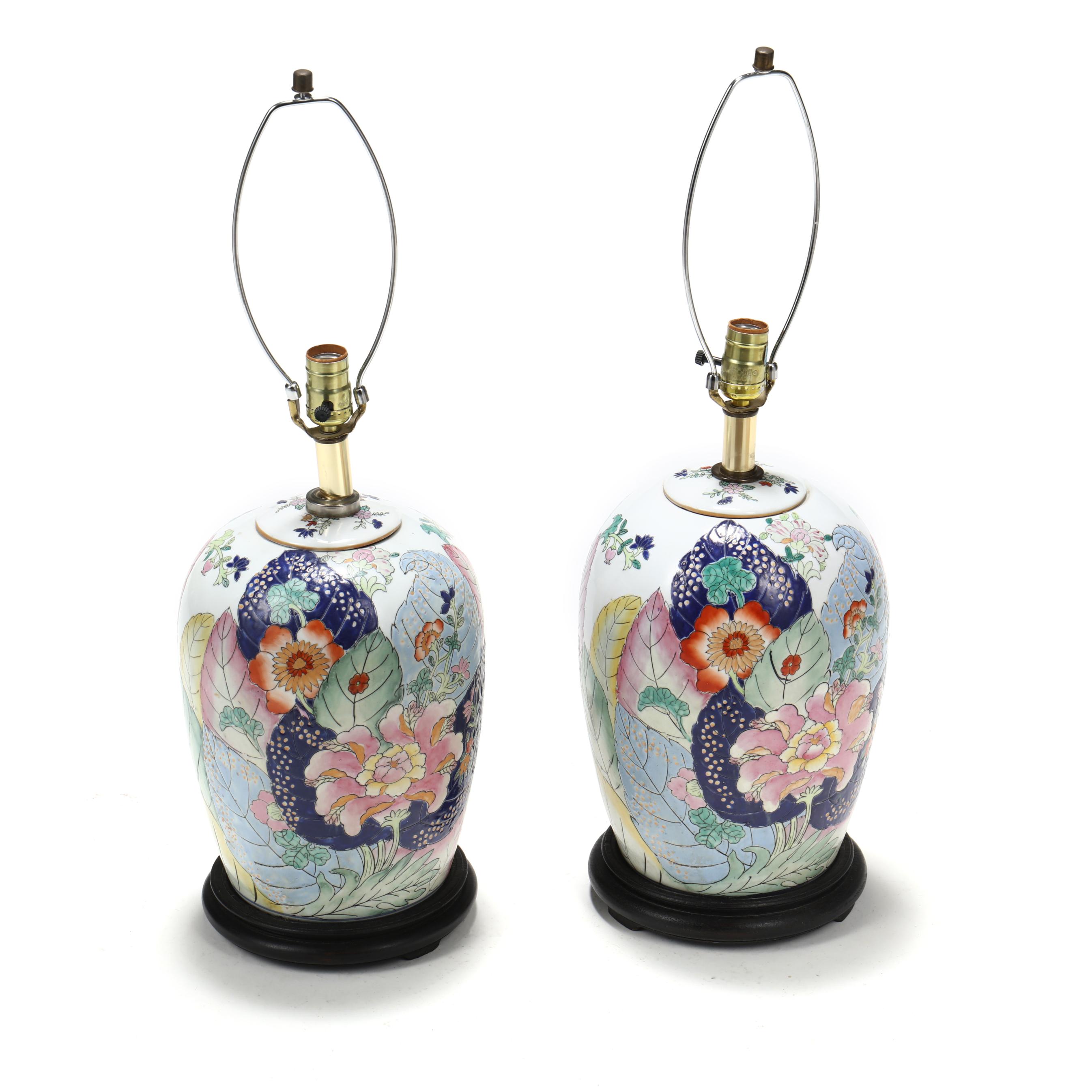 tobacco leaf ginger jar lamp Lamps Chinese Pair The large tobacco leaf ginger jar is a magnificent decorative accessory Love this so much! A
