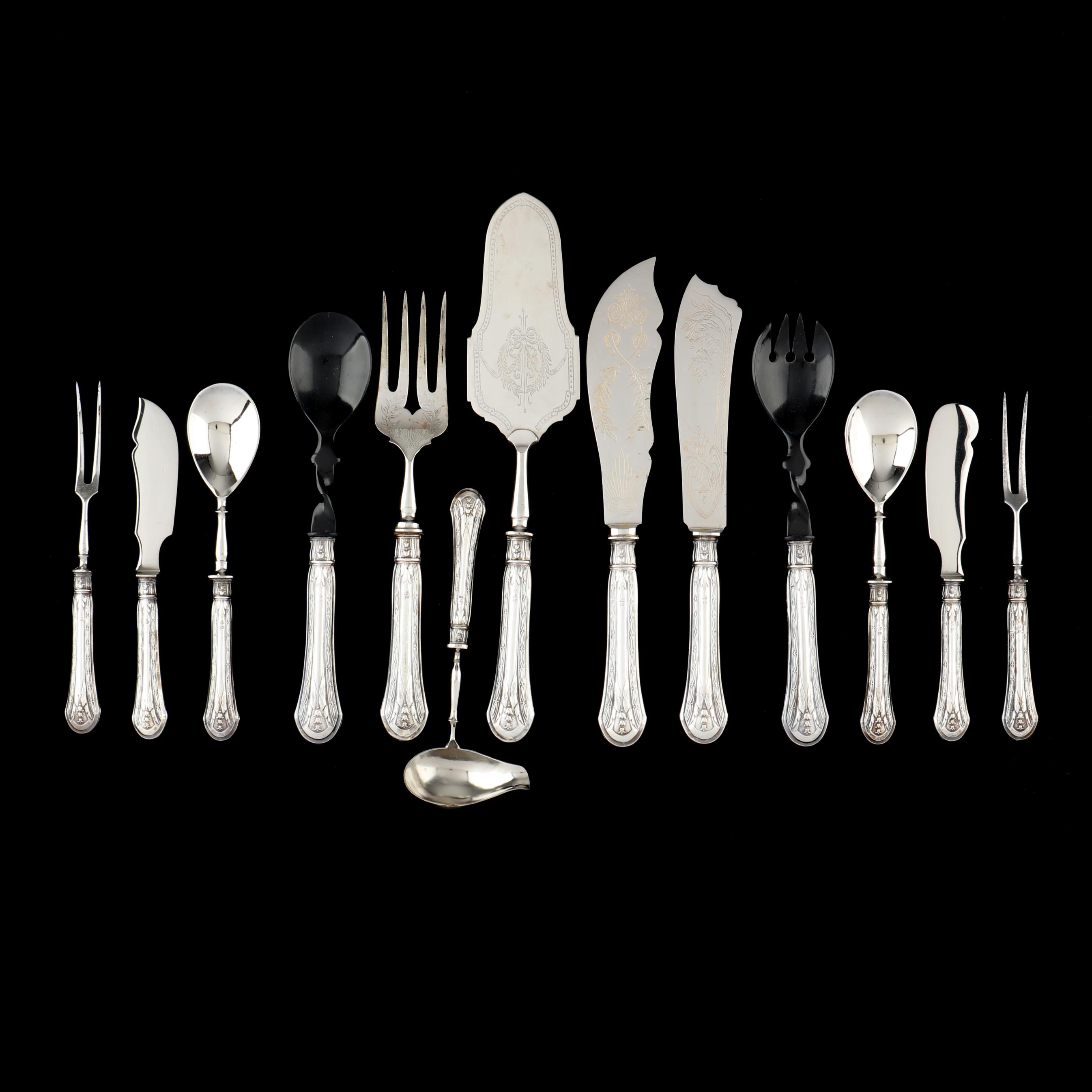 A German .800 Silver Cased Flatware Serving Set, Mark of Franz