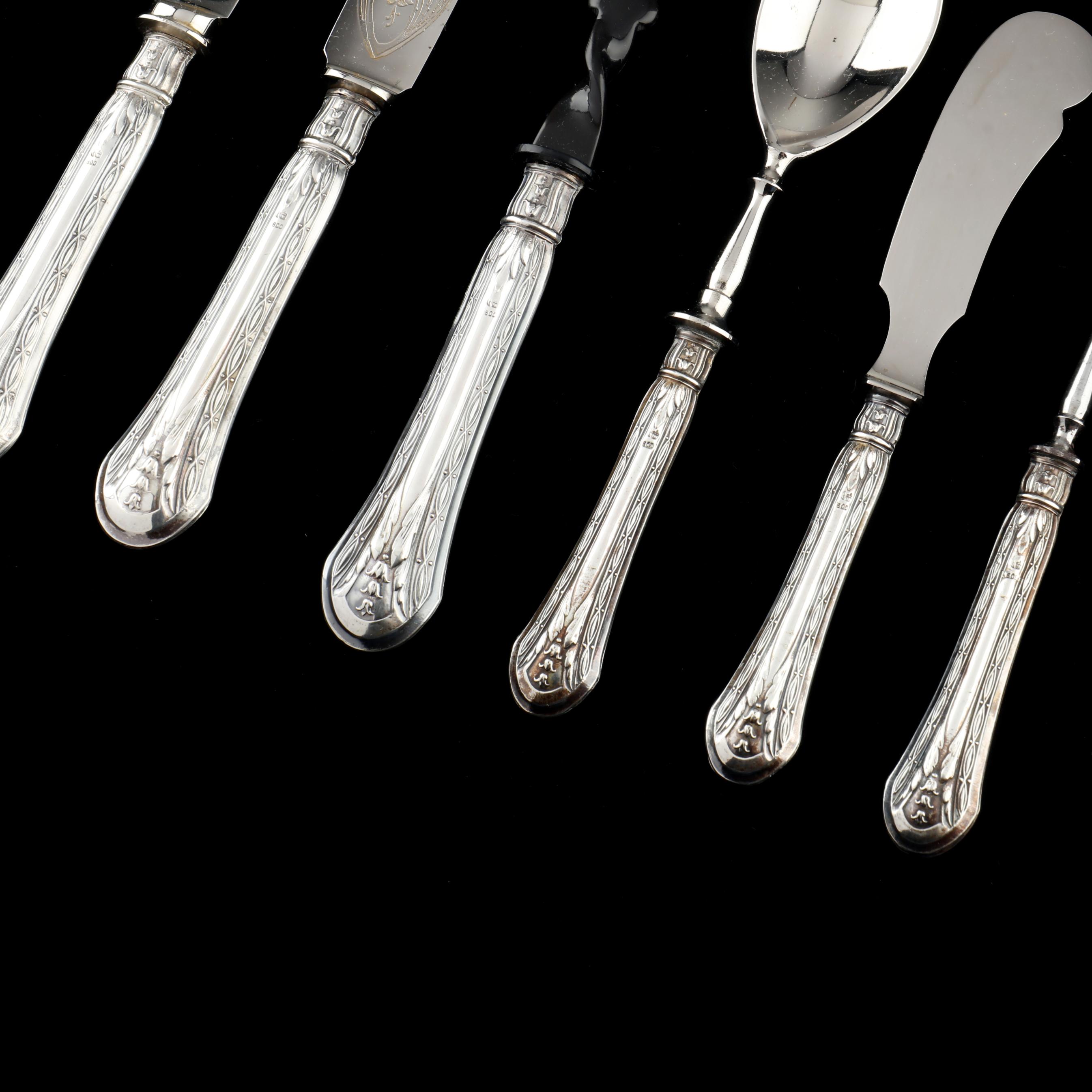 A German .800 Silver Cased Flatware Serving Set, Mark of Franz
