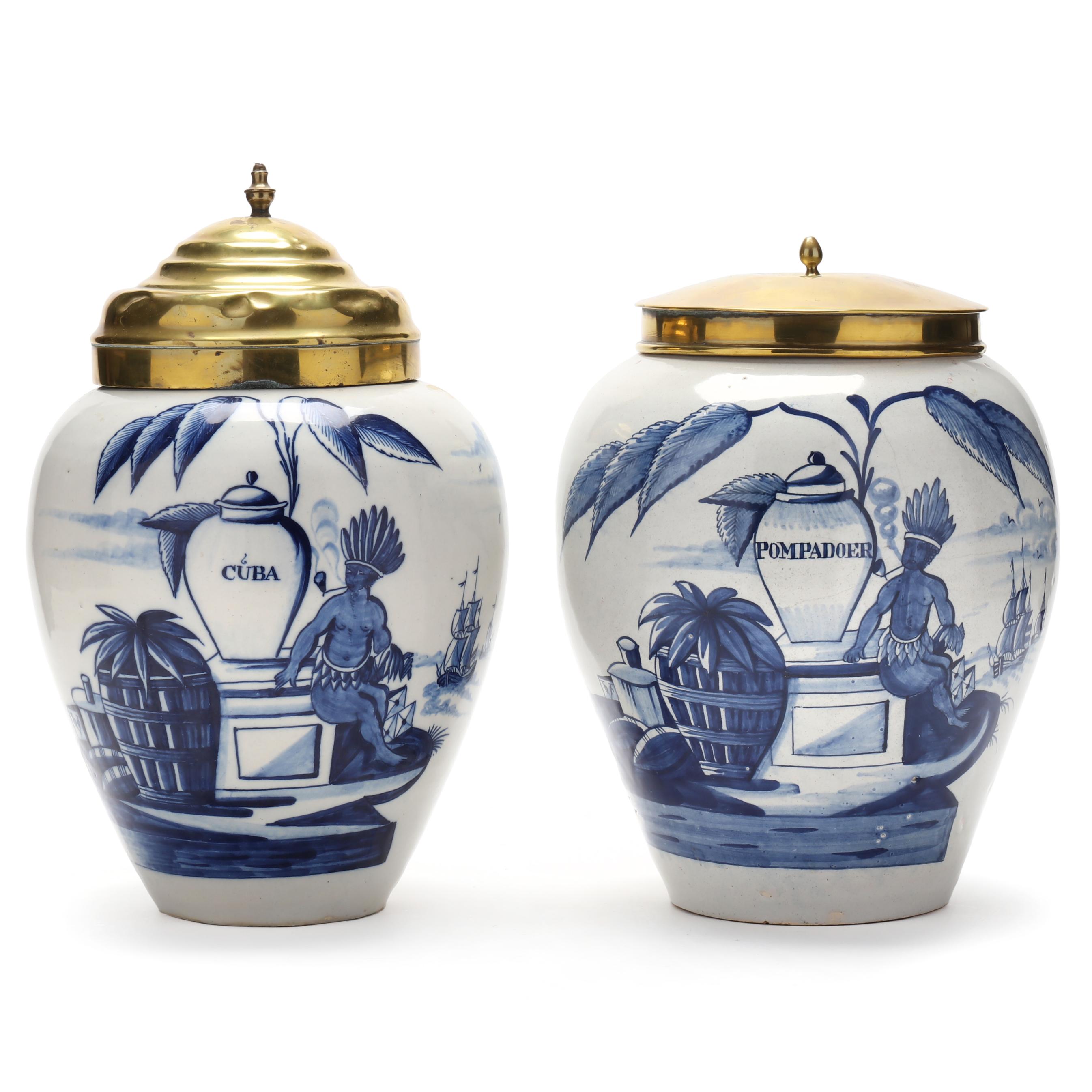 delft tobacco jar history A Near Pair of Antique Delft Tobacco Jars (Lot 1302