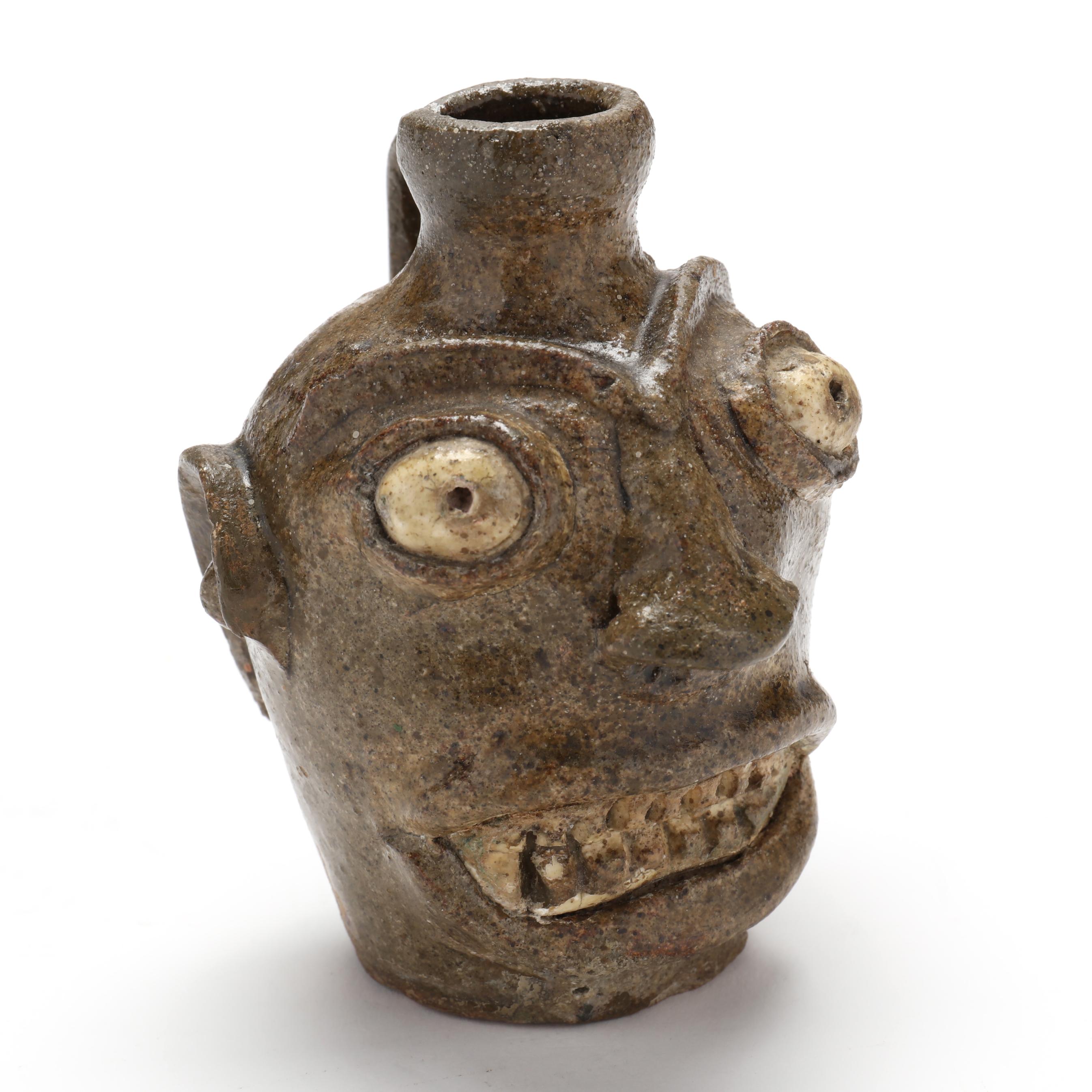 Edgefield District, SC, Face Jug, Attributed Miles Mill, Bath
