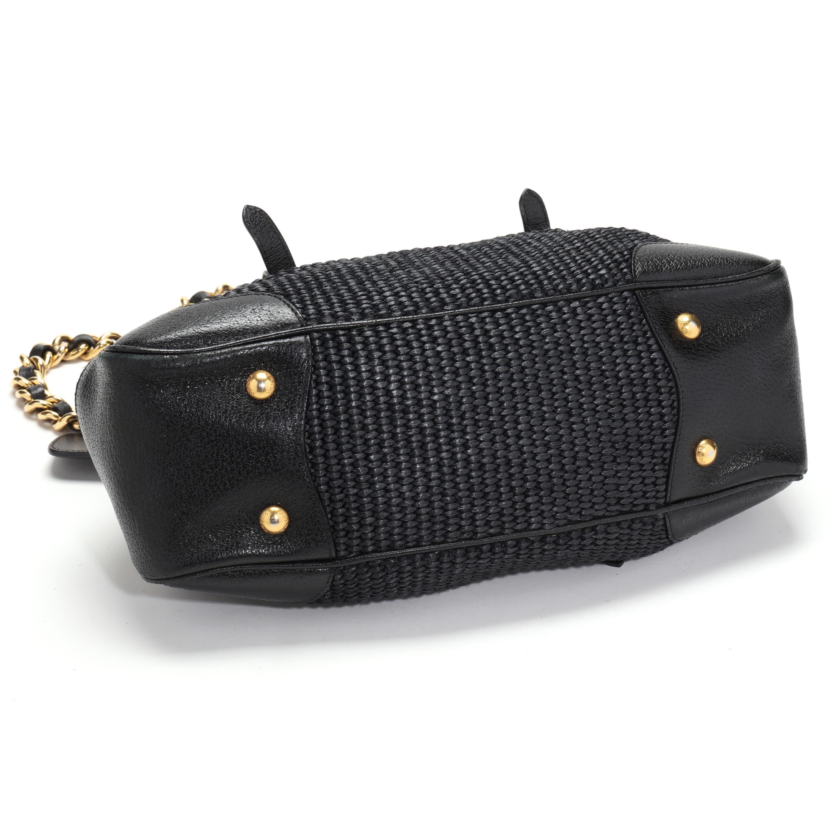 Prada Paglia Cinghiale Frame Tote in Black (Lot 2030