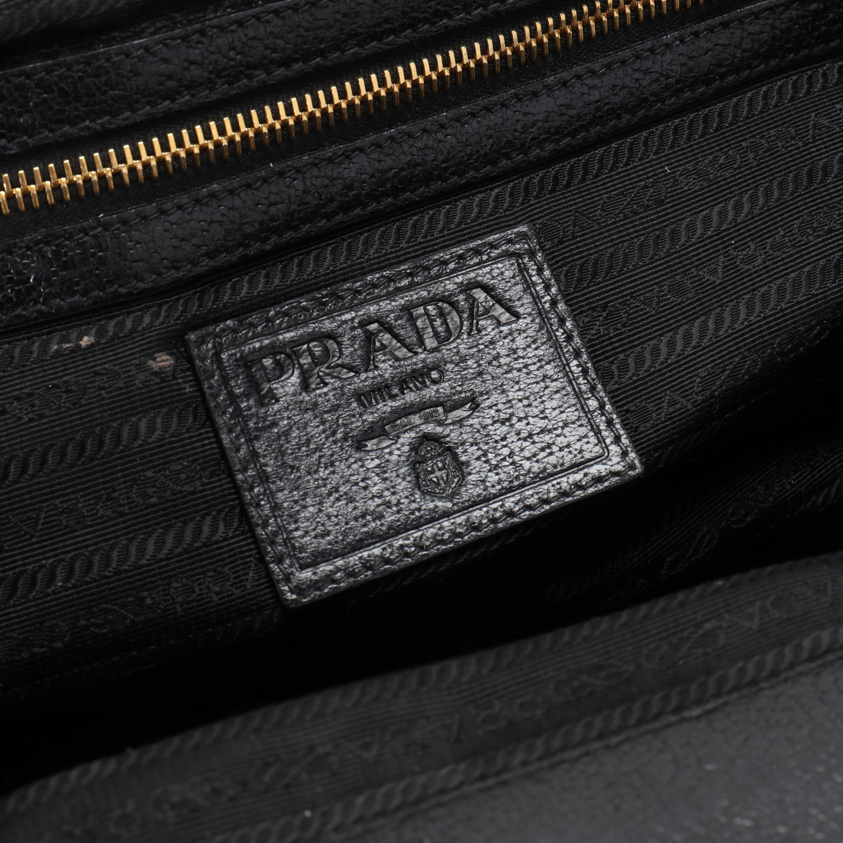 Prada Paglia Cinghiale Frame Tote in Black (Lot 2030