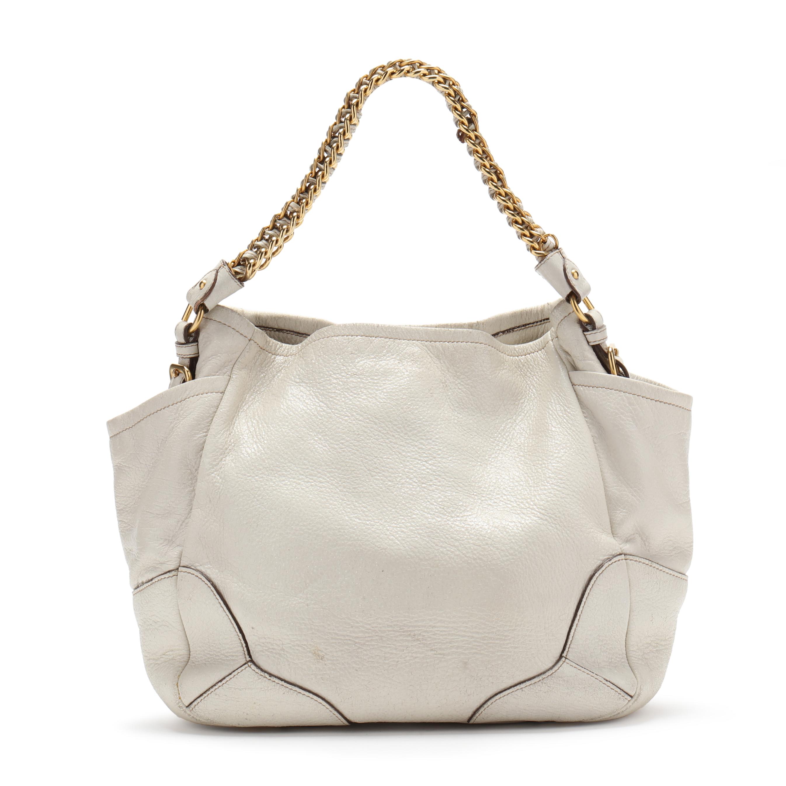 Prada Cervo Lux Chain Shoulder Bag in Ivory (Lot 2031 - Luxury 