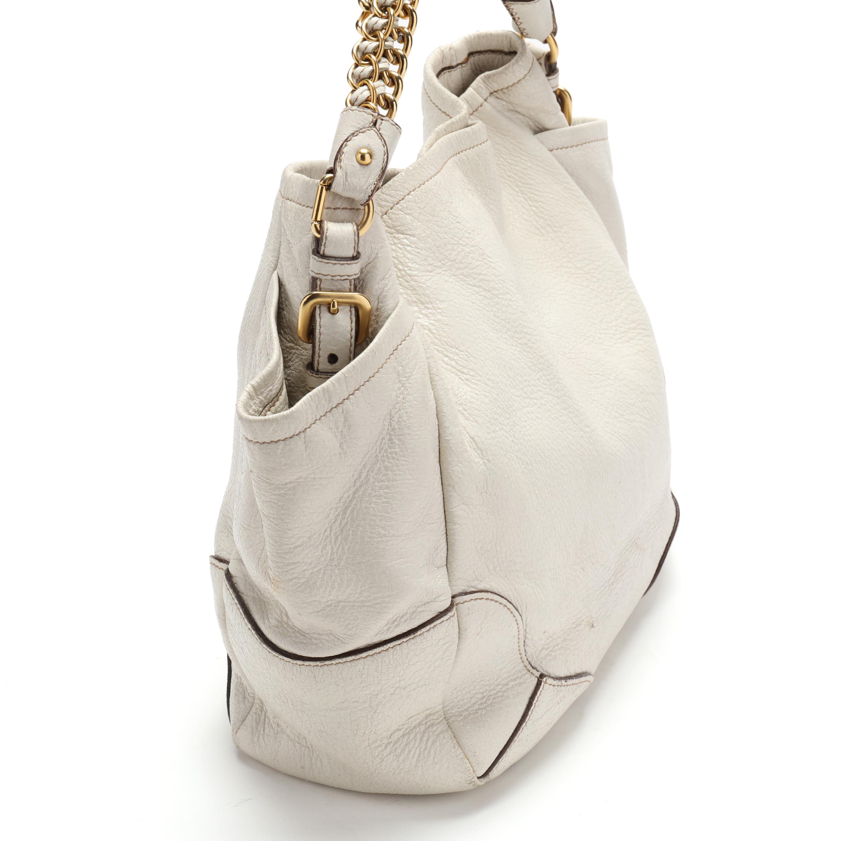 Prada Cervo Lux Chain Shoulder Bag in Ivory (Lot 2031 - Luxury 