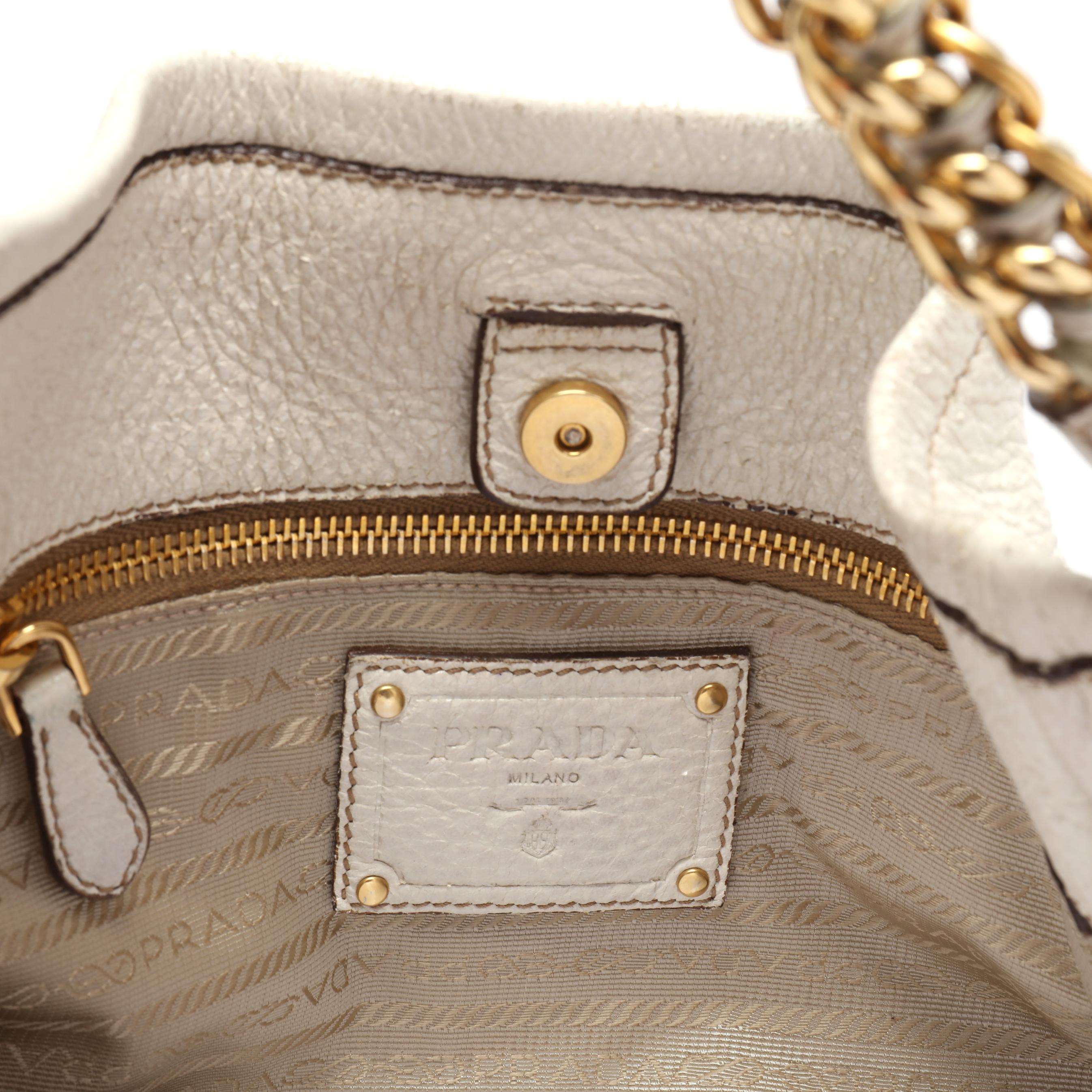 Prada Cervo Lux Chain Shoulder Bag in Ivory (Lot 2031 - Luxury 