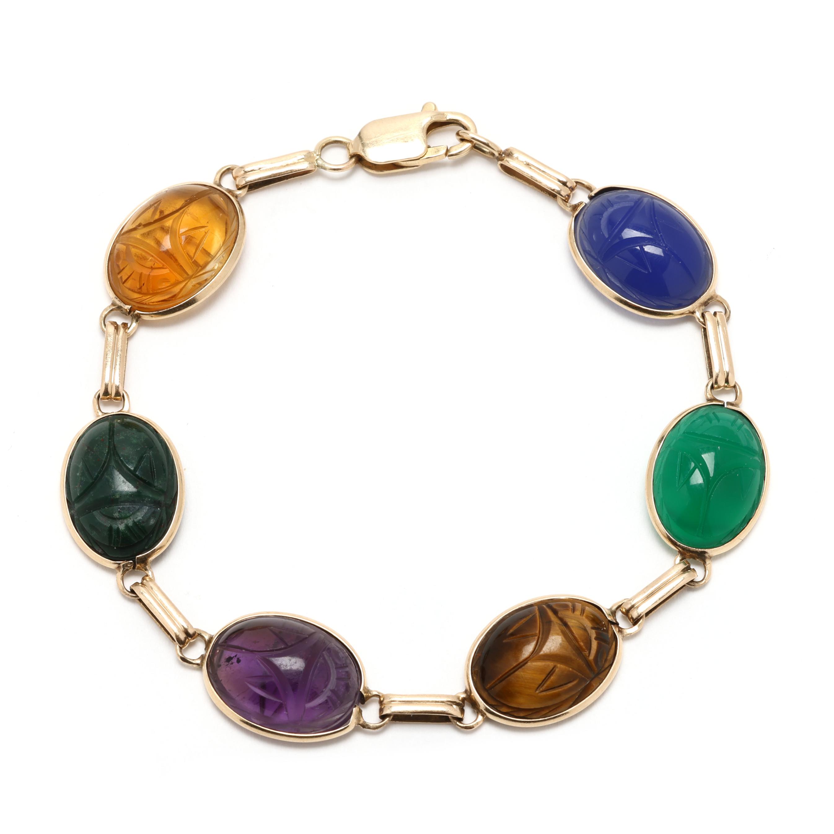 Gold and Multi-Gemstone Scarab Bracelet (Lot 2173 - Luxury  display picture 2