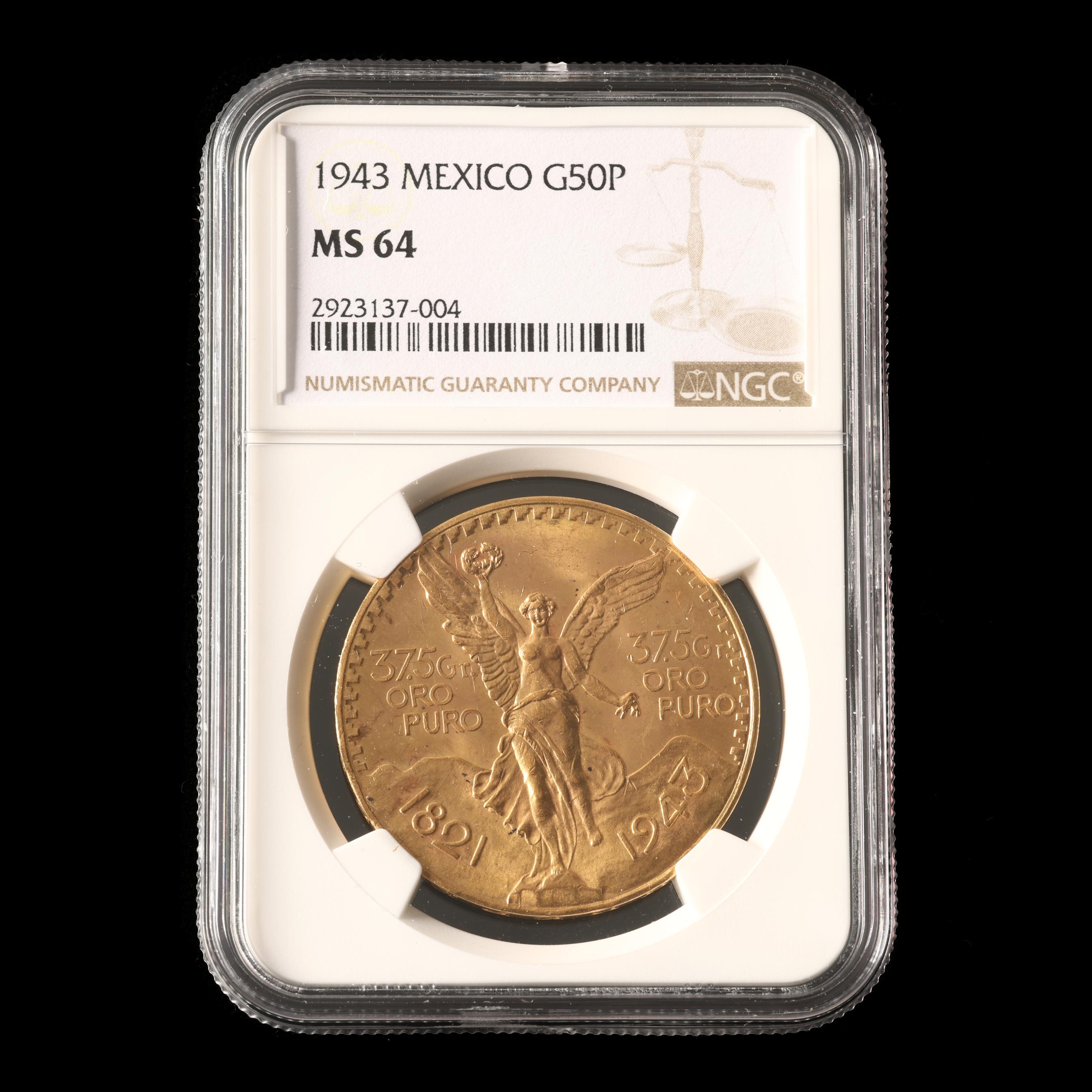 Mexico, 1943 Gold 50 Pesos, NGC MS64 (Lot 3057 - )