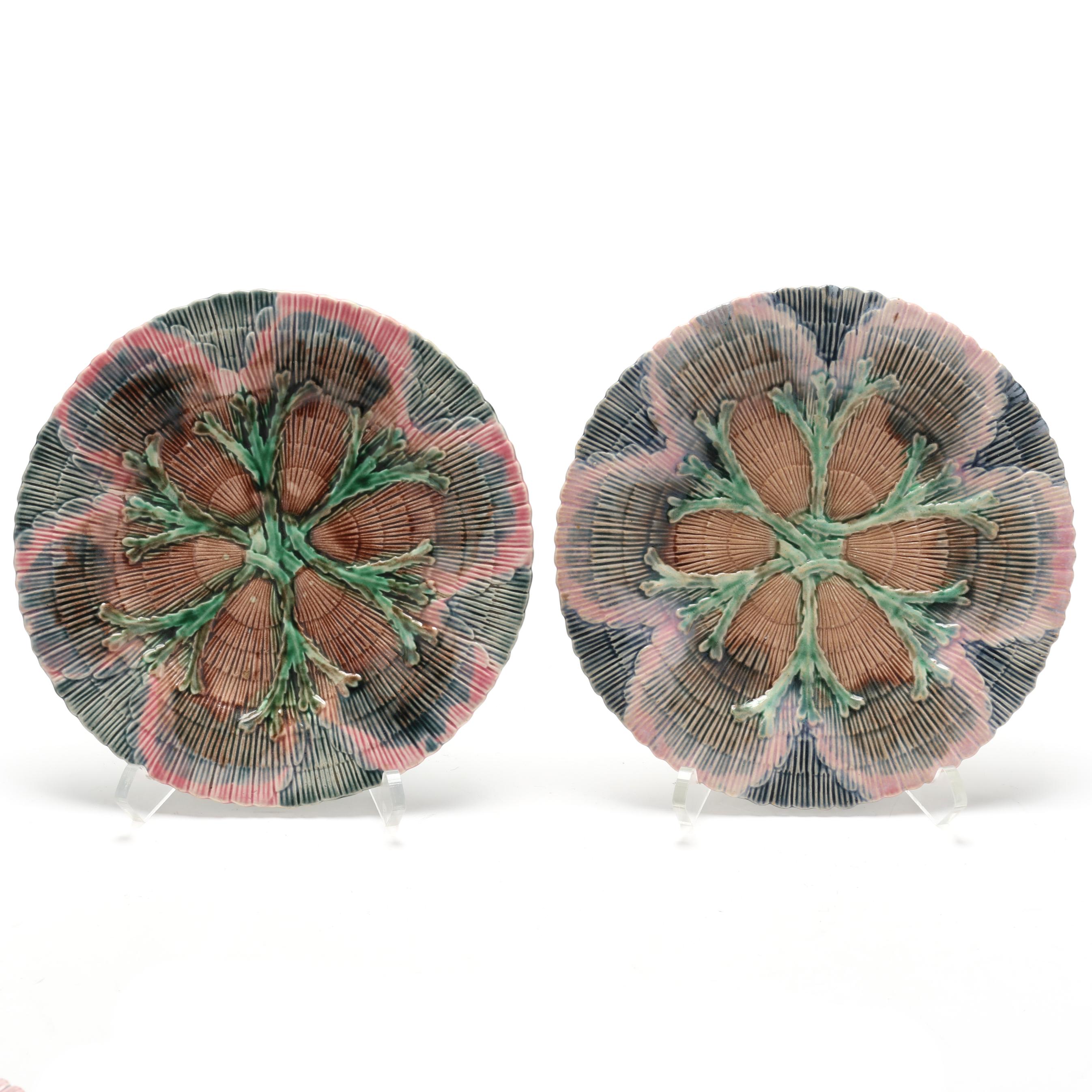 Ten Pieces of Griffen, Smith & Hill Etruscan Shell Majolica Ten Pieces of Griffen, Smith & Hill Etruscan Shell Majolica