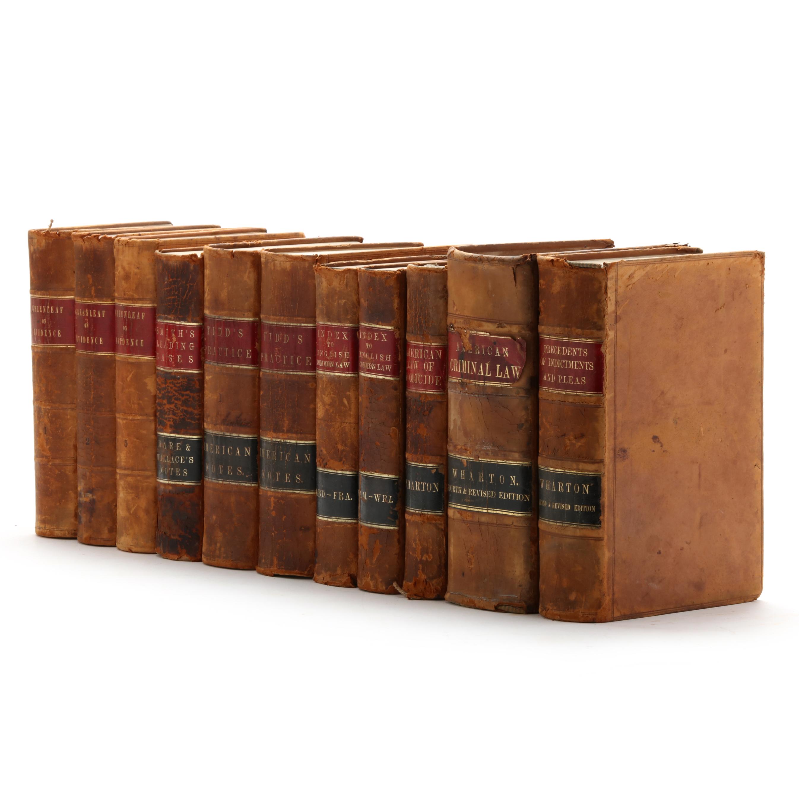 Group of Eleven 19th-Century Leather Bound Law Books (Lot