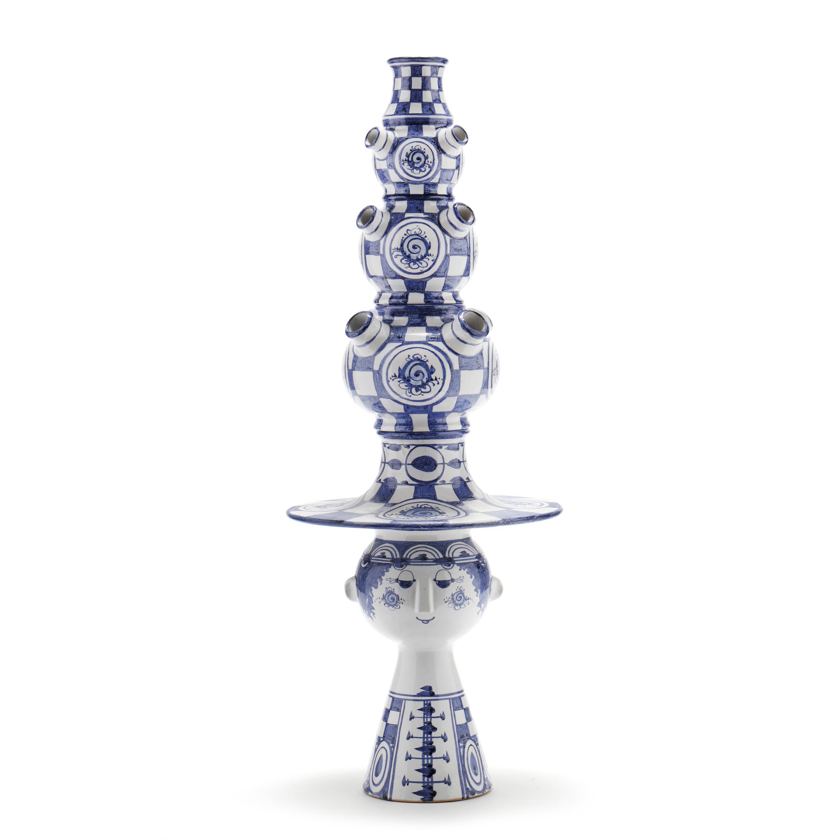Bjørn Wiinblad ＆Lino Sabattini　花瓶2点 Bjørn Wiinblad (Danish, 1918-2006), Blue and White Tulipiere (Lot