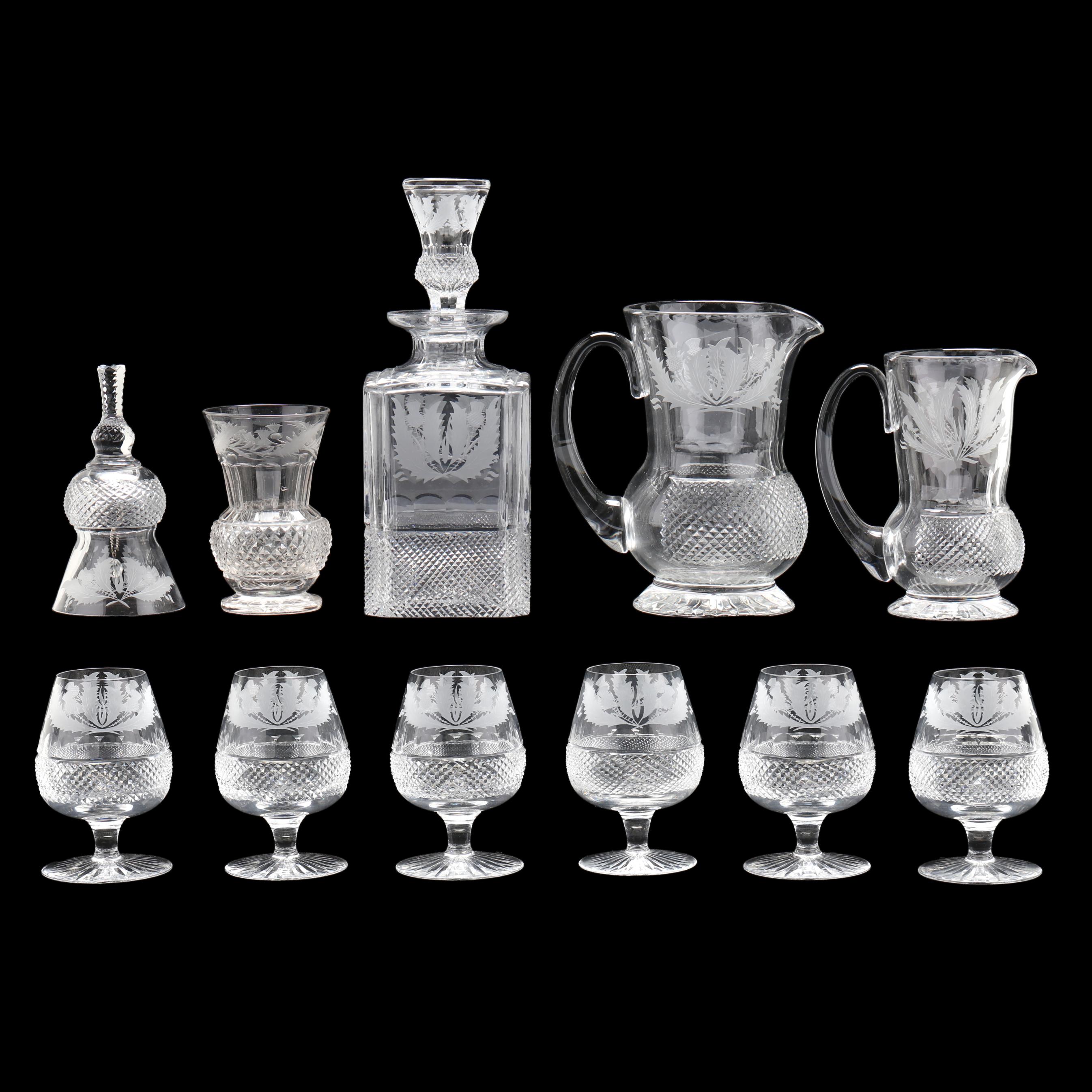 Group of Edinburgh Crystal Thistle Stemware and Serving Pieces