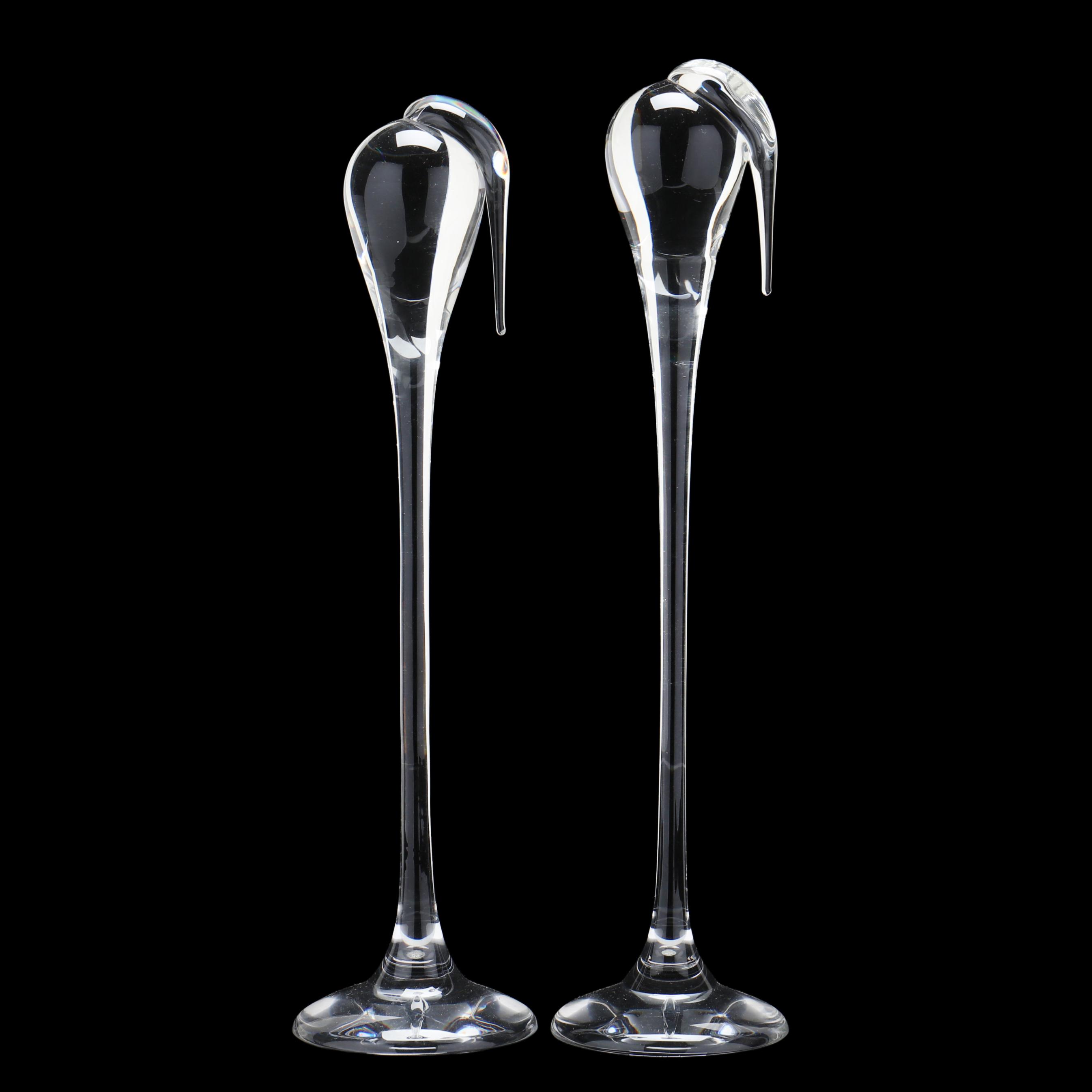 Two Steuben Crystal Stork Sculptures (Lot 1226 - November Estate