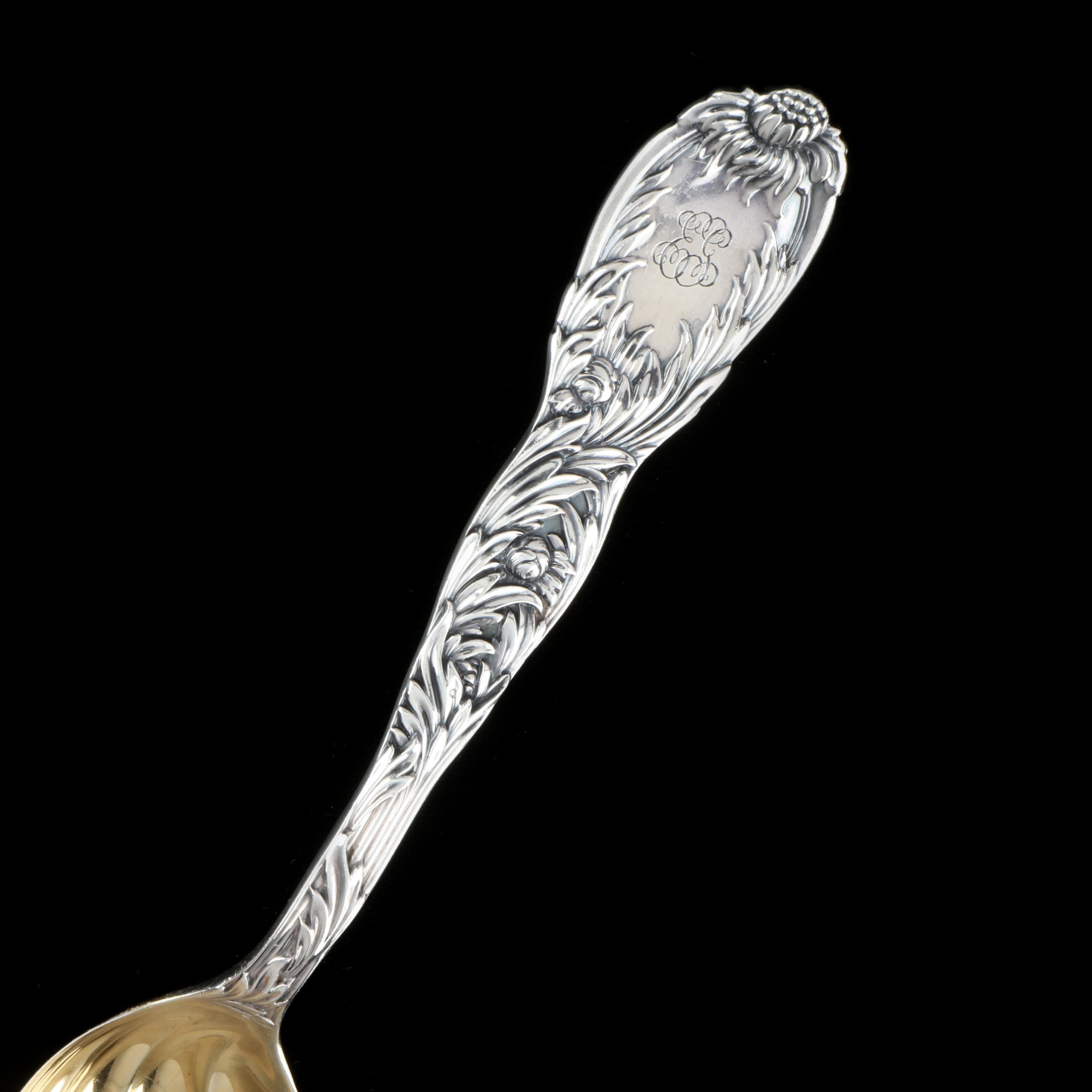 Tiffany & Co. Chrysanthemum Sterling Silver Gilt Berry Spoon (Lot