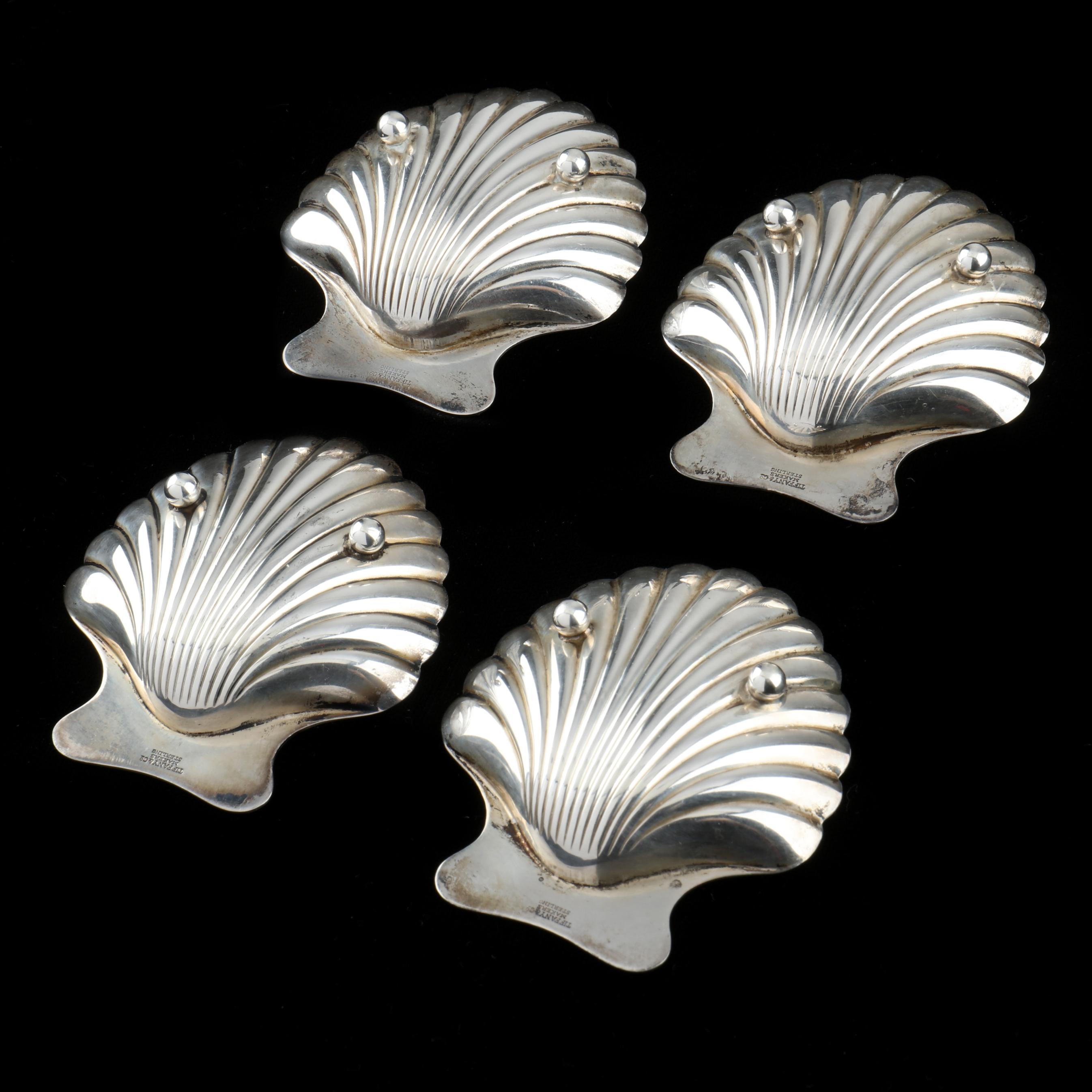 Set of Four Tiffany & Co. Sterling Silver Scallop Shell Dishes