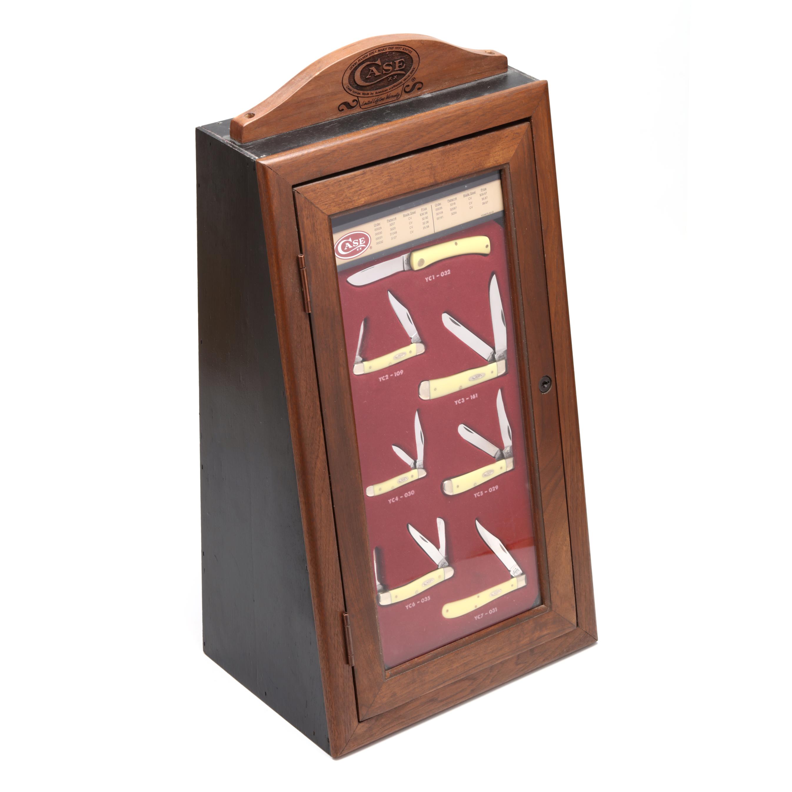 Original Case XX Folding Knife Display with Seven Knives