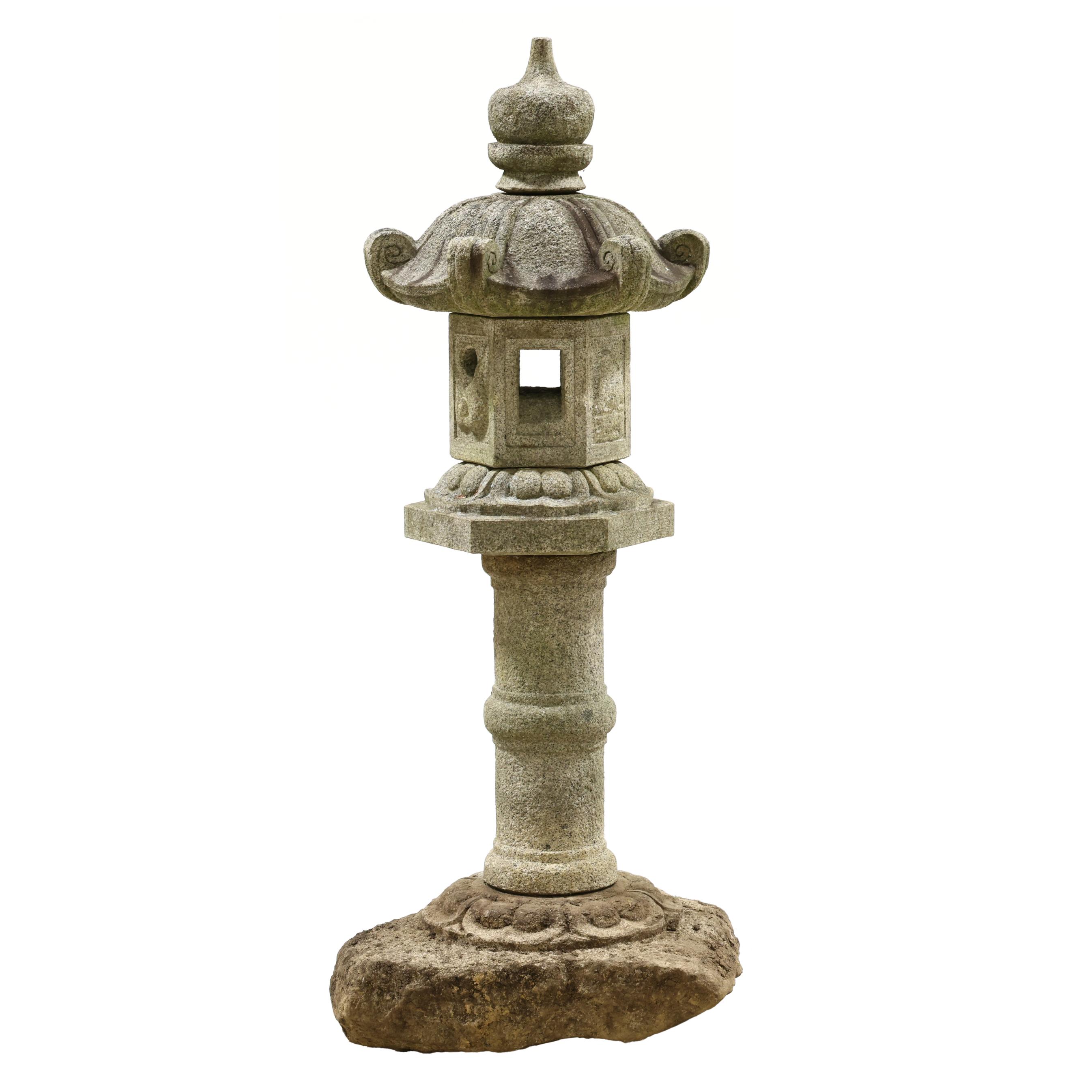 A Japanese Carved Stone Temple Ishidoro Lantern Sculpture (Lot