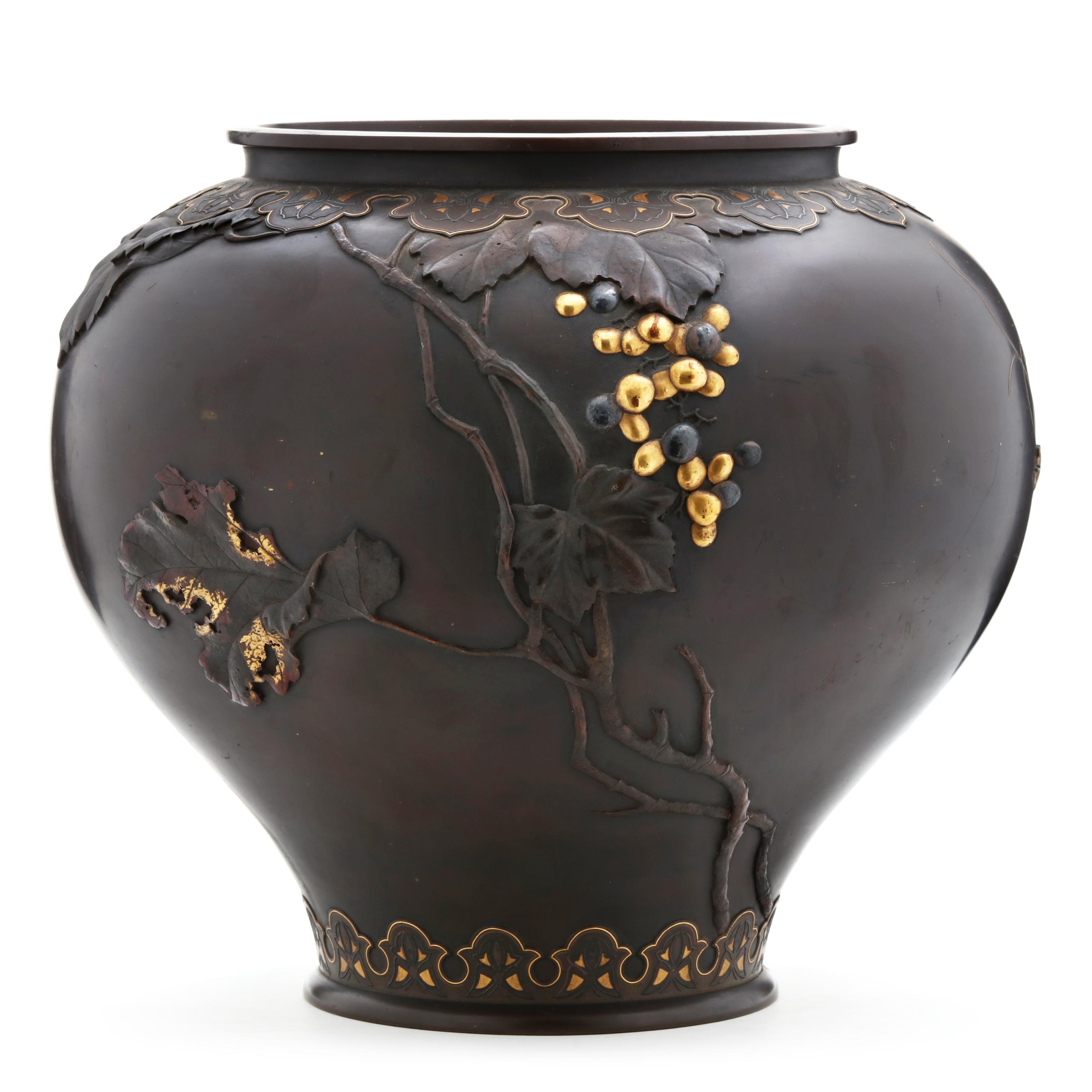 An Important Japanese Bronze Vase by Suzuki Chokichi of