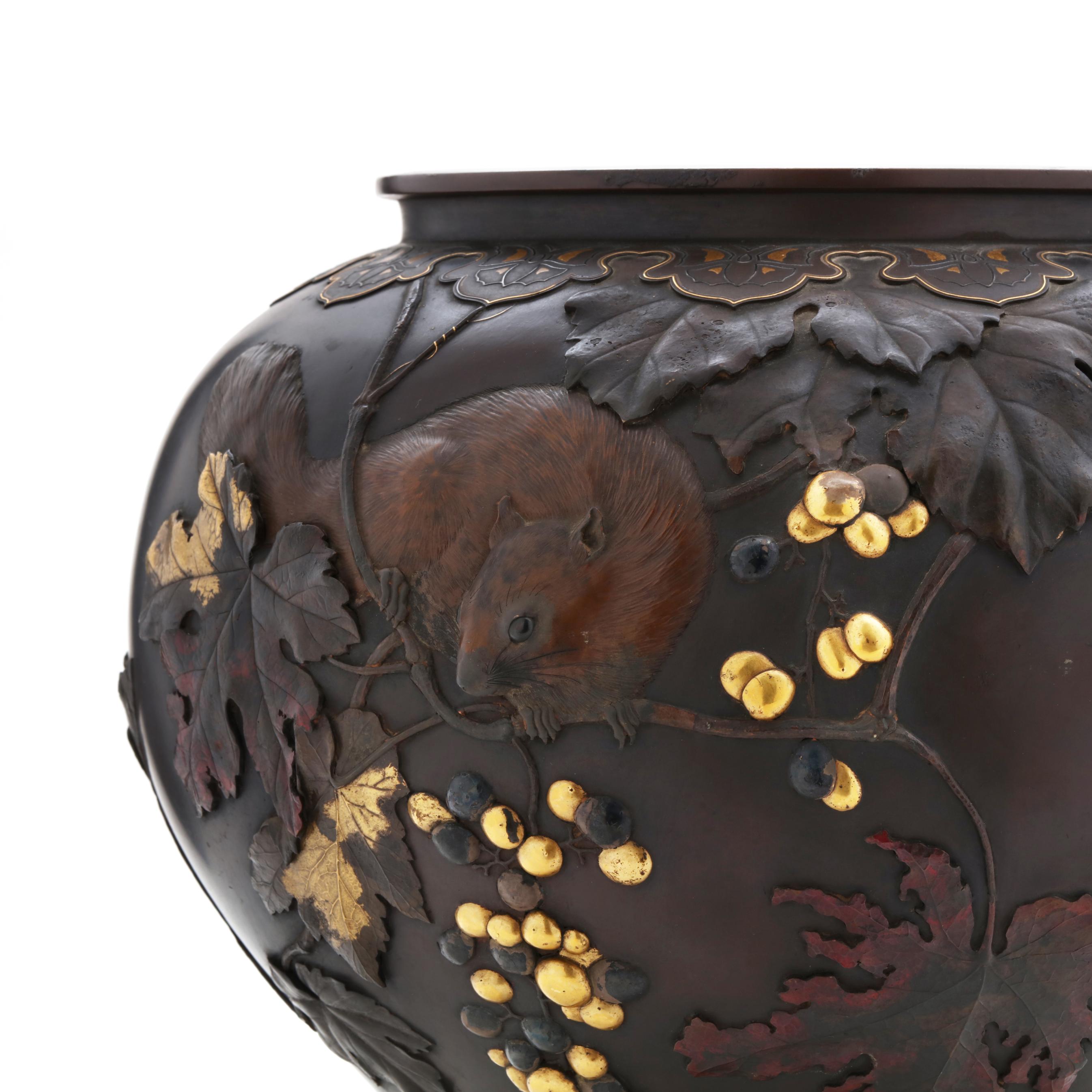 An Important Japanese Bronze Vase by Suzuki Chokichi of An Important Japanese Bronze Vase by Suzuki Chokichi of