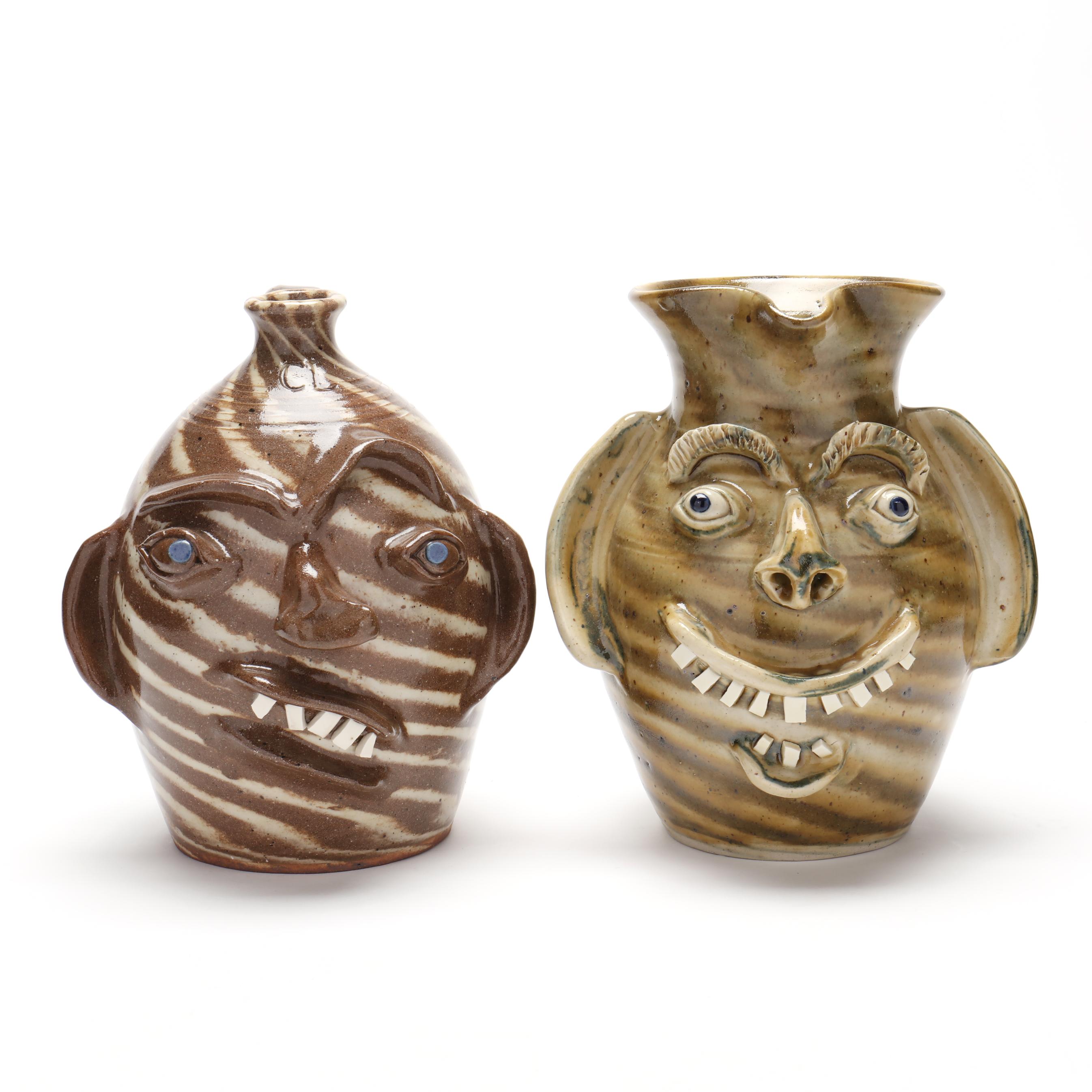 Charles Lisk (b.1952 Vale, NC), Two Swirl Face Vessels (Lot 1215