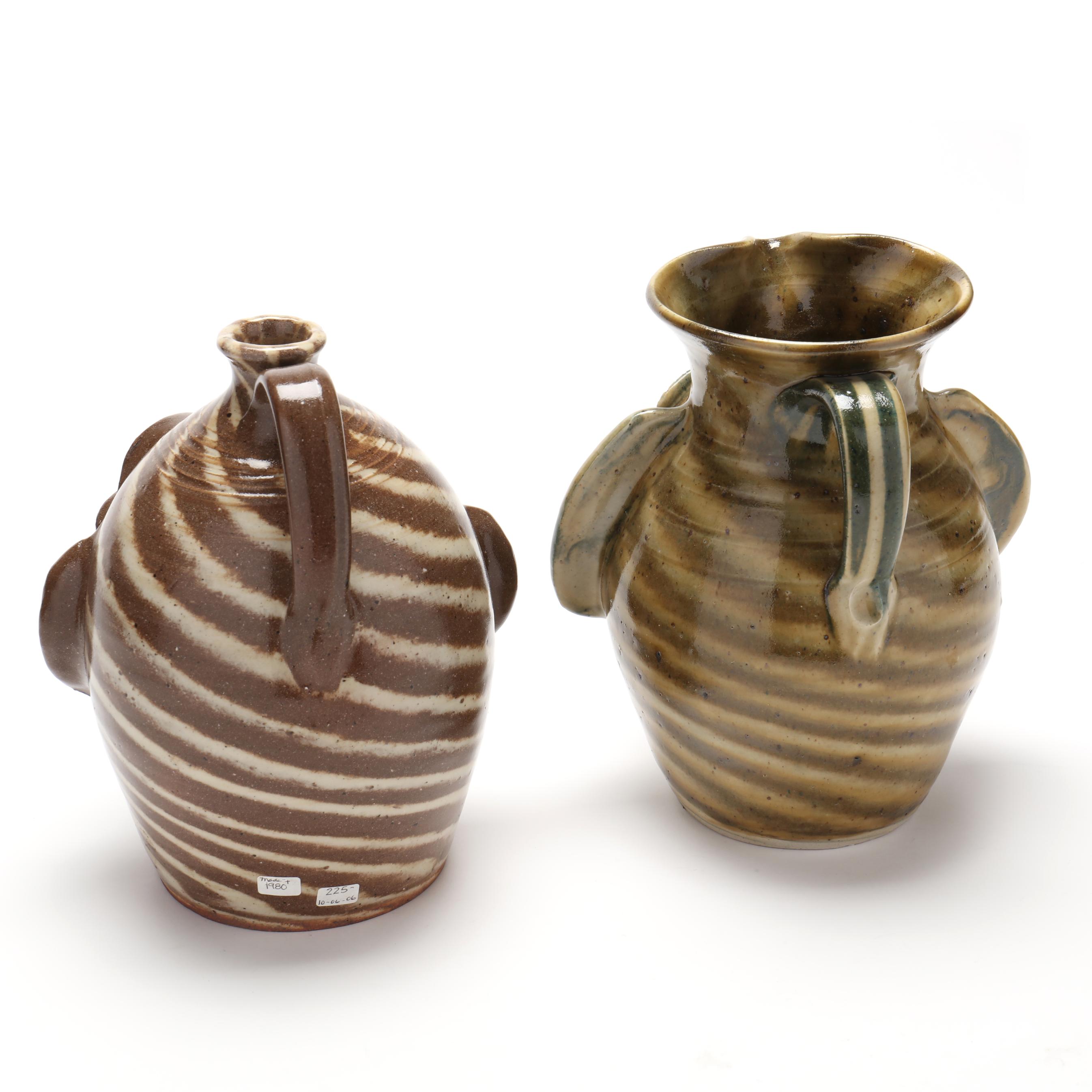 Charles Lisk (b.1952 Vale, NC), Two Swirl Face Vessels (Lot 1215
