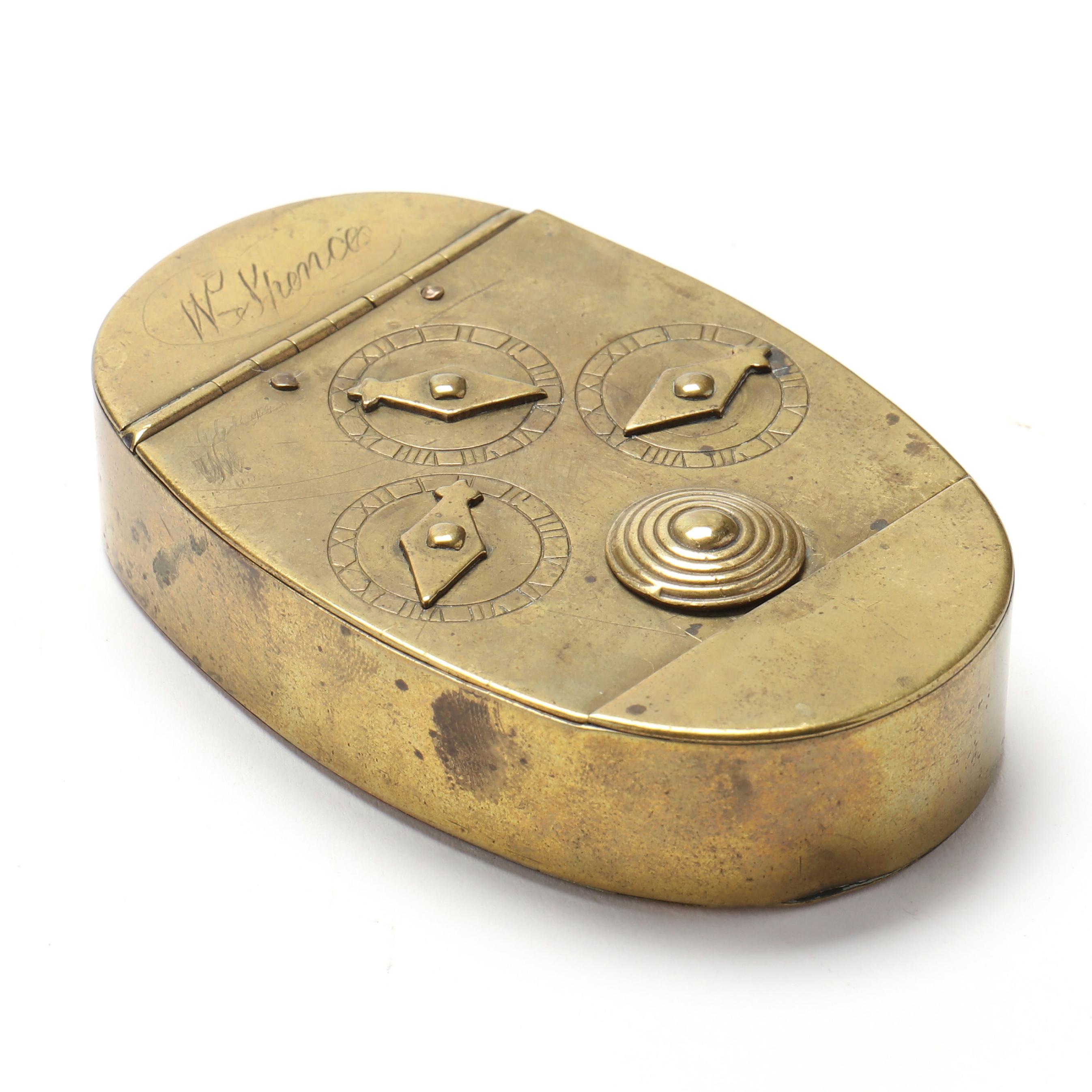 English Brass Puzzle Form Snuff Box (Lot 3368 - The Estate of the