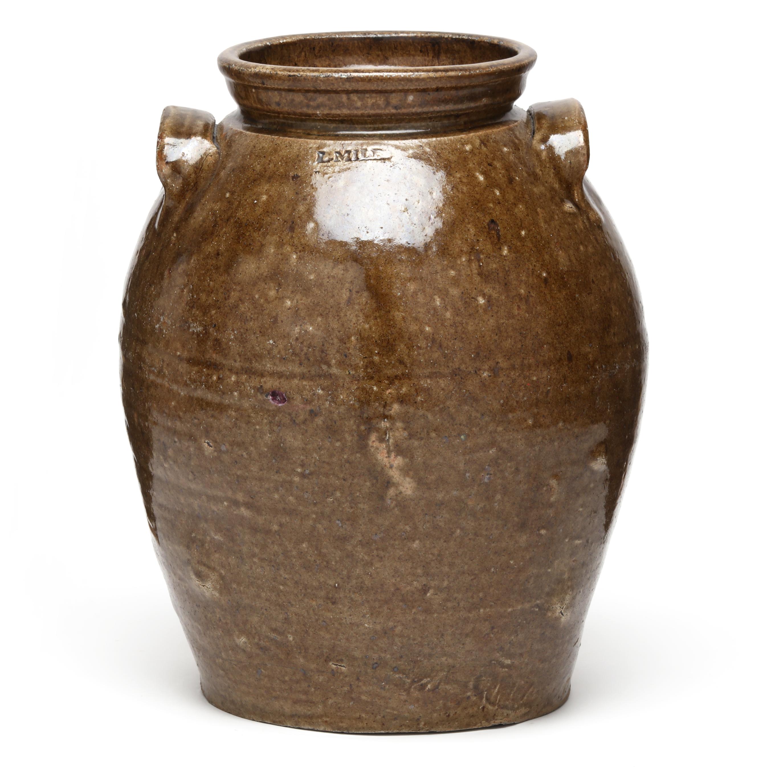 Signed Lewis Miles, Edgefield District, SC, Three Gallon Jar (Lot