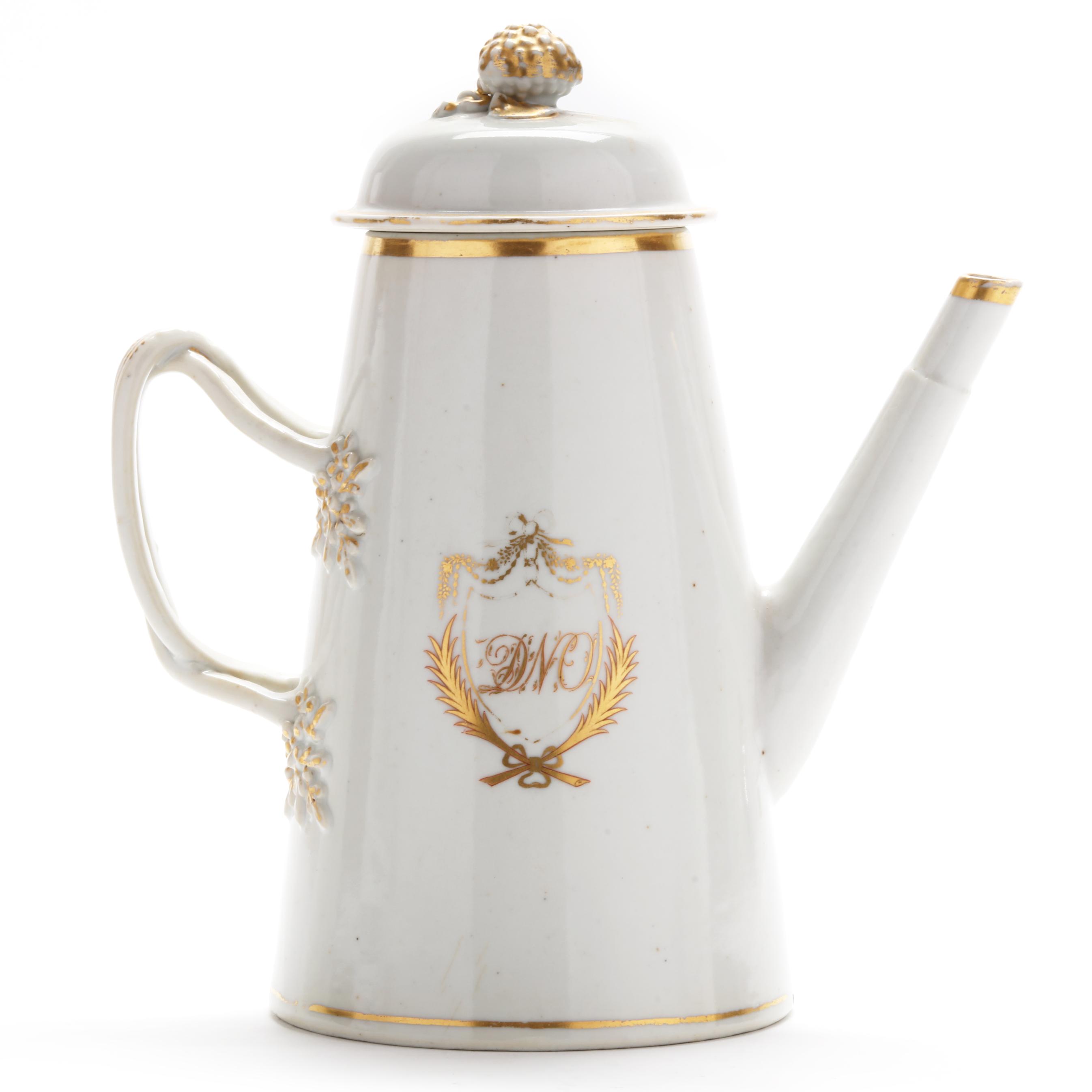 Two Chinese Export Armorial Porcelain Coffee Pots (Lot 3223 - The