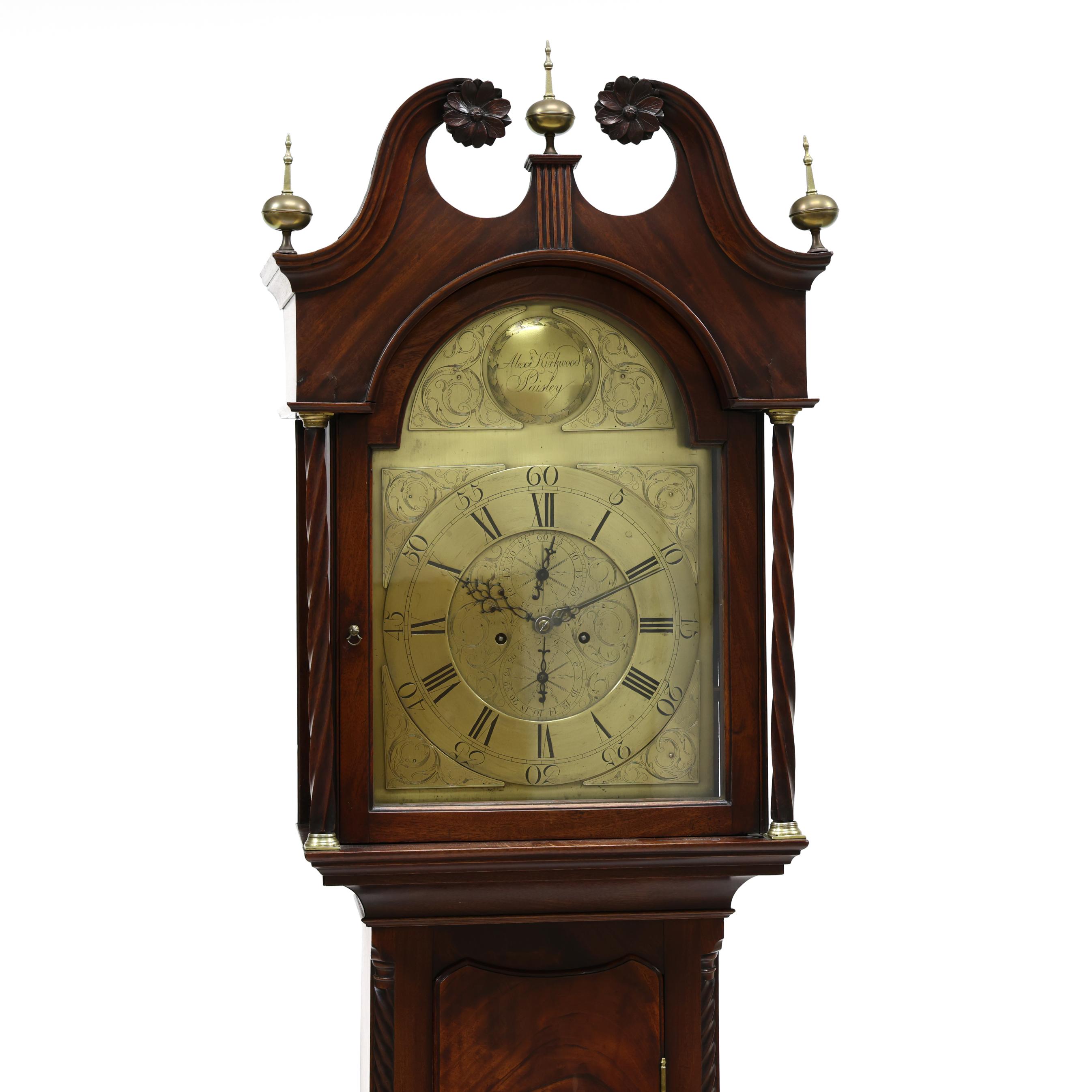 George III Mahogany Tall Case Clock, Alexander Kirkwood, Paisley