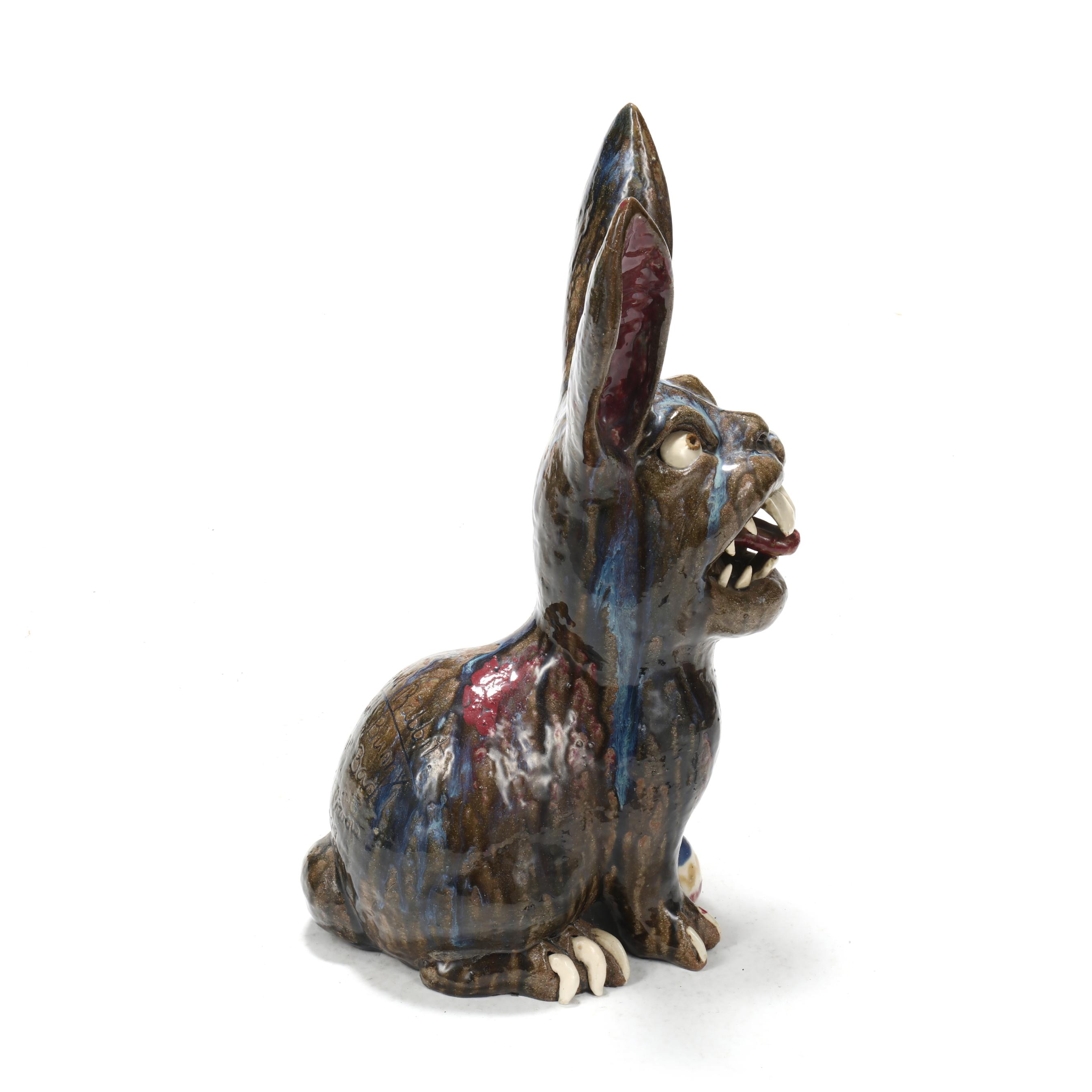 William Flowers (NC), Large Folk Pottery Figural 