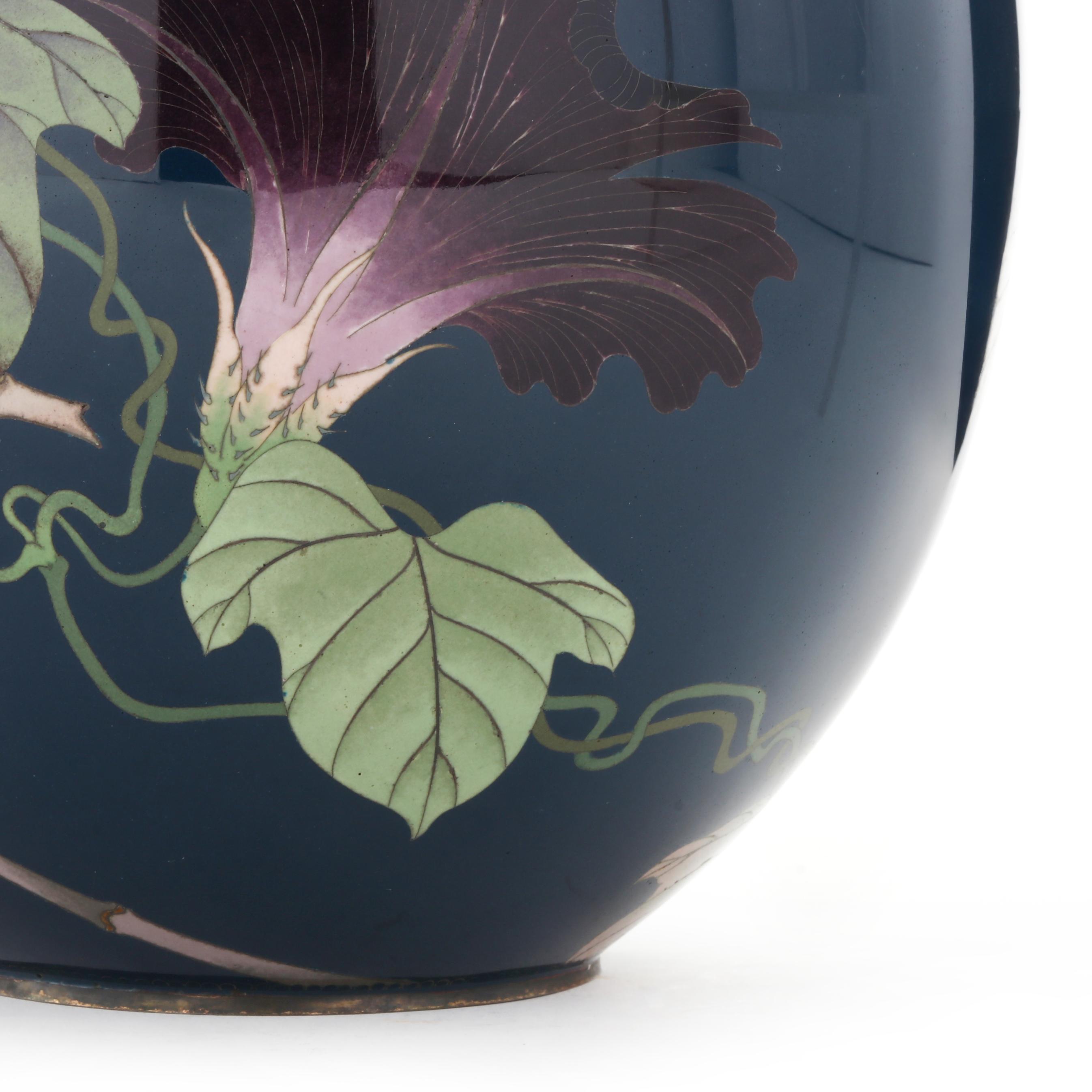 A Very Fine Japanese Cloisonne Vase with Hawk Attributed to