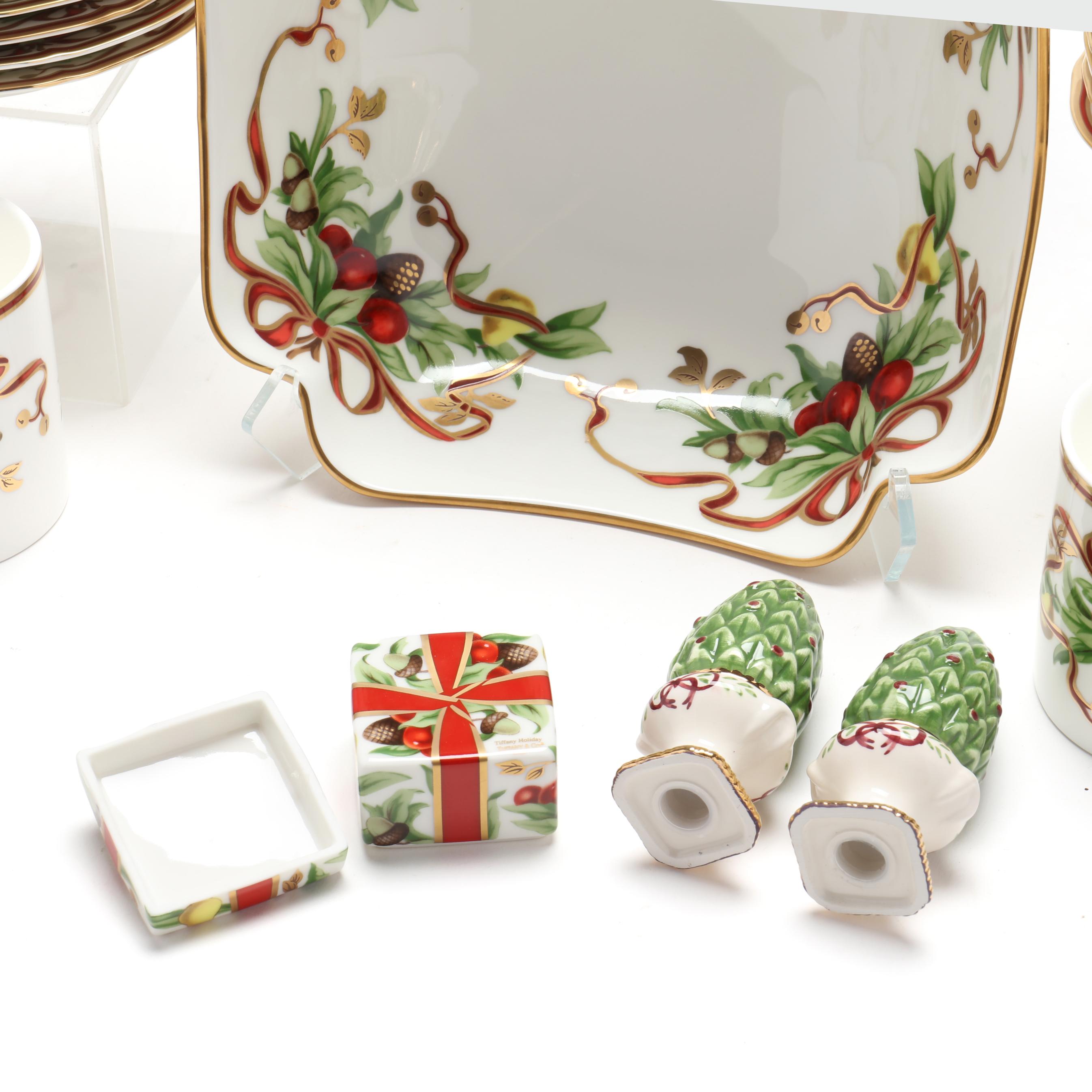Tiffany Holiday China Dessert Service by Tiffany & Co. (Lot
