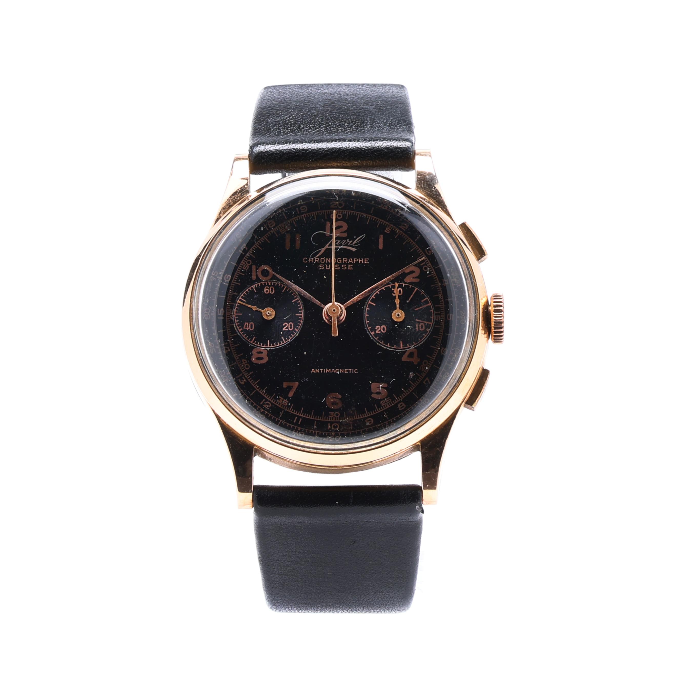 Vintage Gold Chronograph Watch, Javil by Chronographe Suisse (Lot