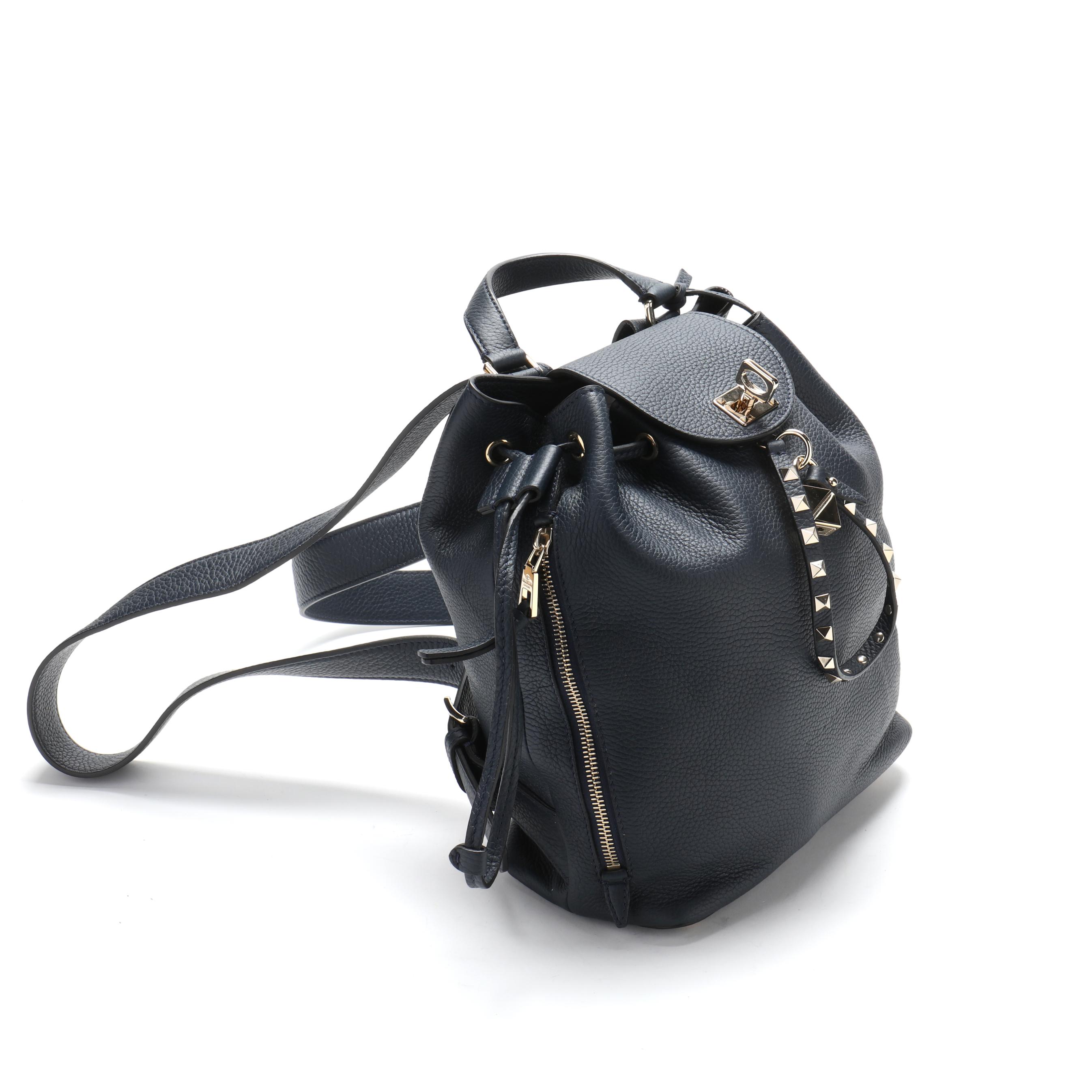 Blue Leather Rockstud Backpack, Valentino Garavani (Lot 6226
