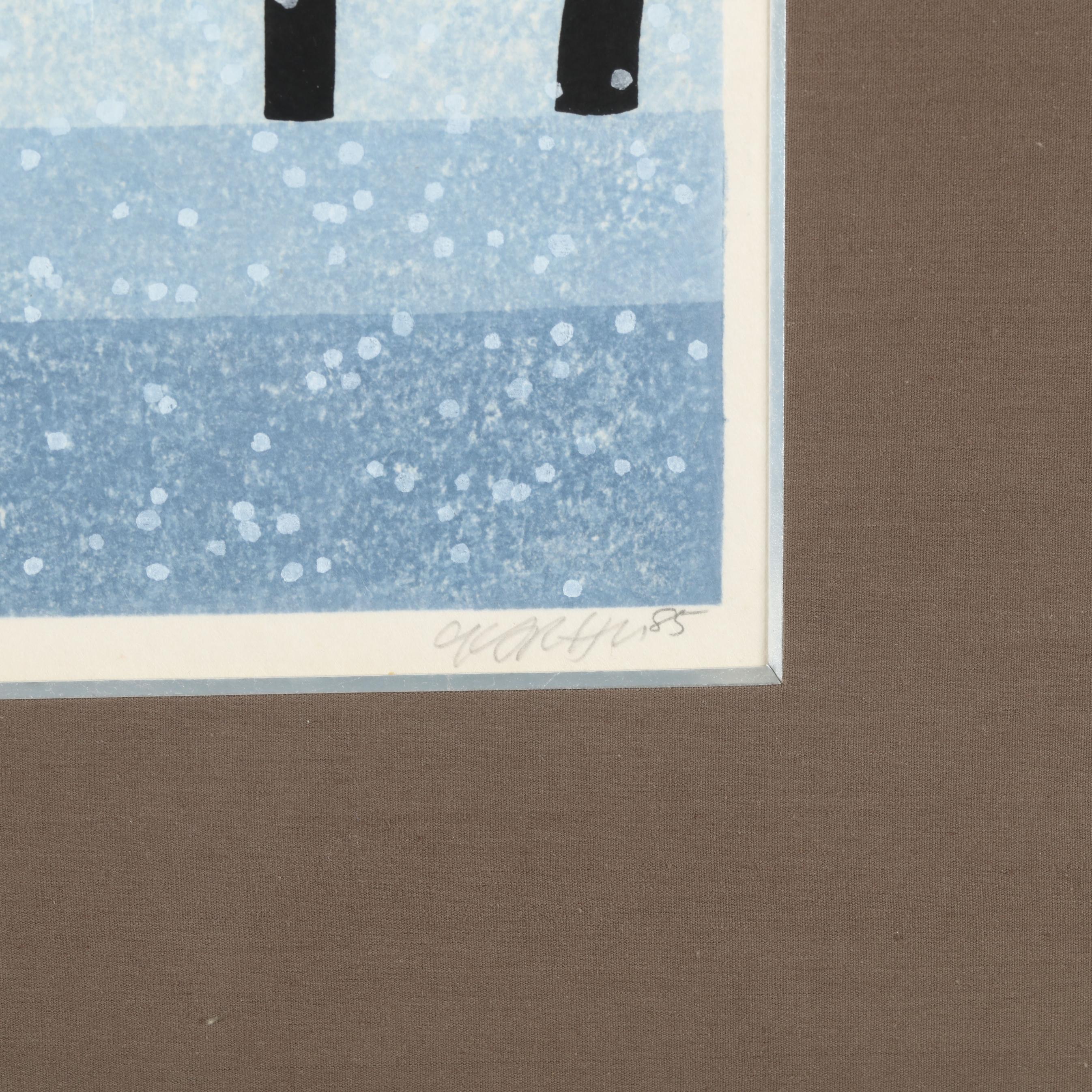 Clifton Karhu (American/Japanese, 1927-2007), Snowy Farm