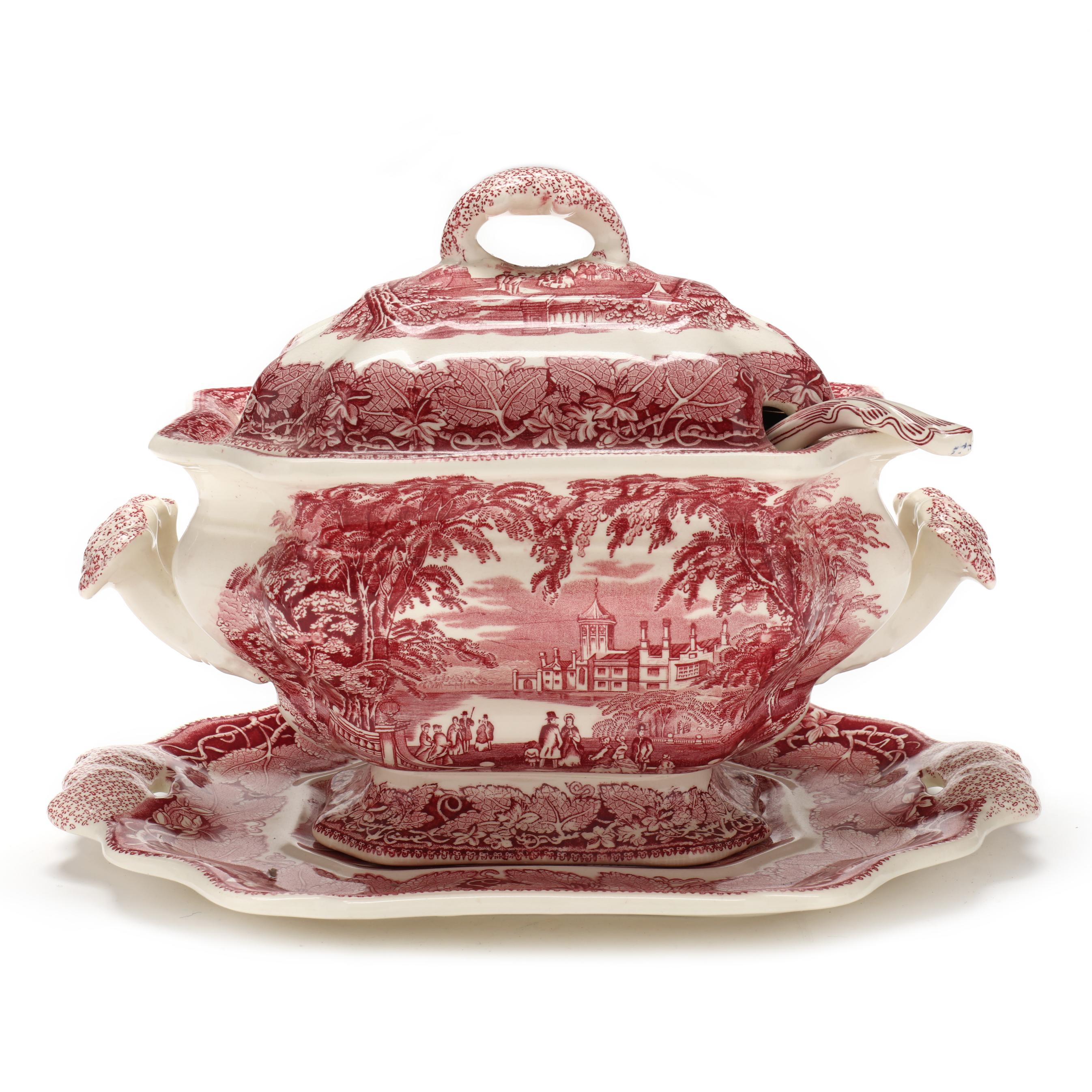 Mason's Vista Pink English Ironstone Transferware Soup Tureen (Lot