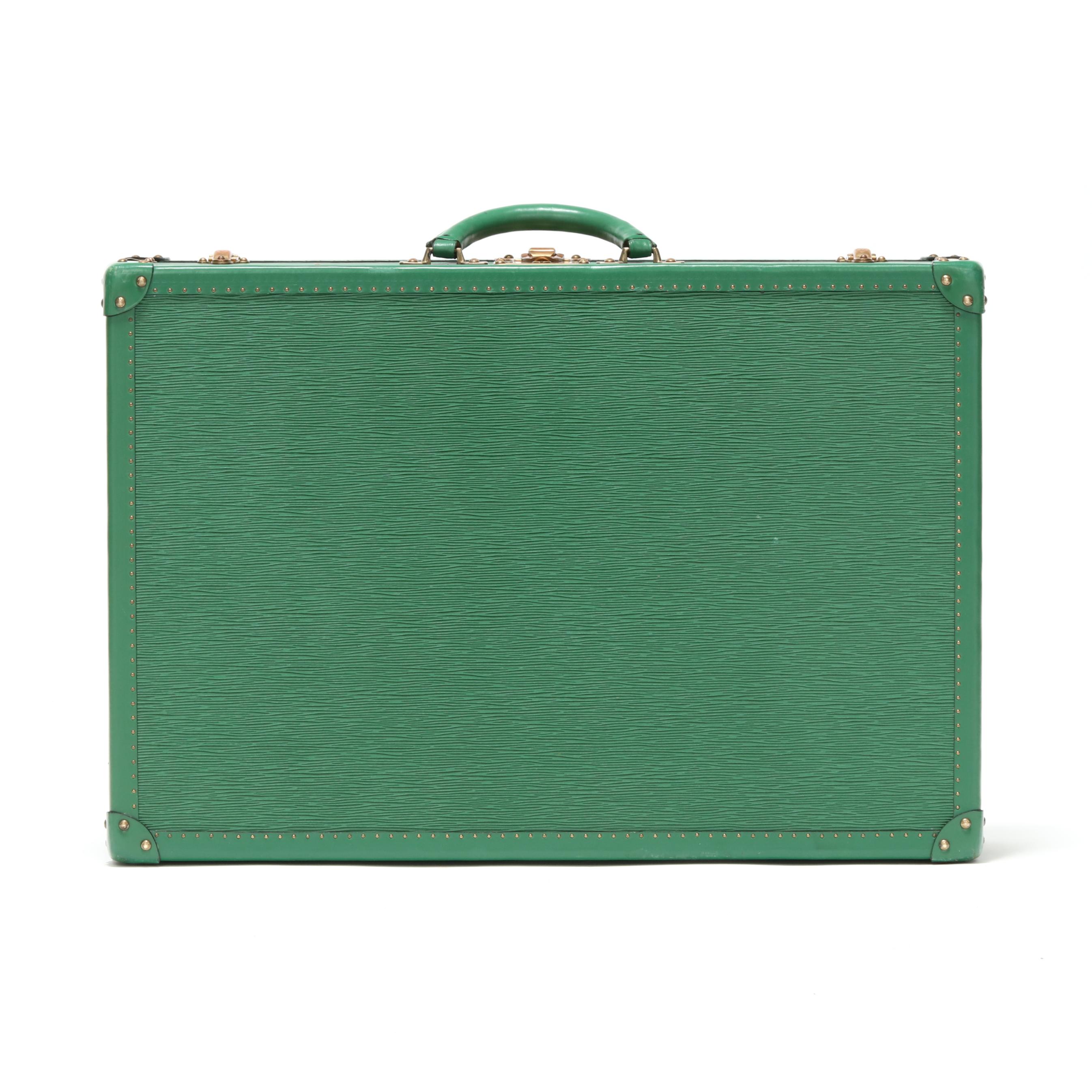 LOUIS VUITTON 葉巻ケース グリーン Vintage Textured Green Leather Suitcase, Louis Vuitton (Lot 6194