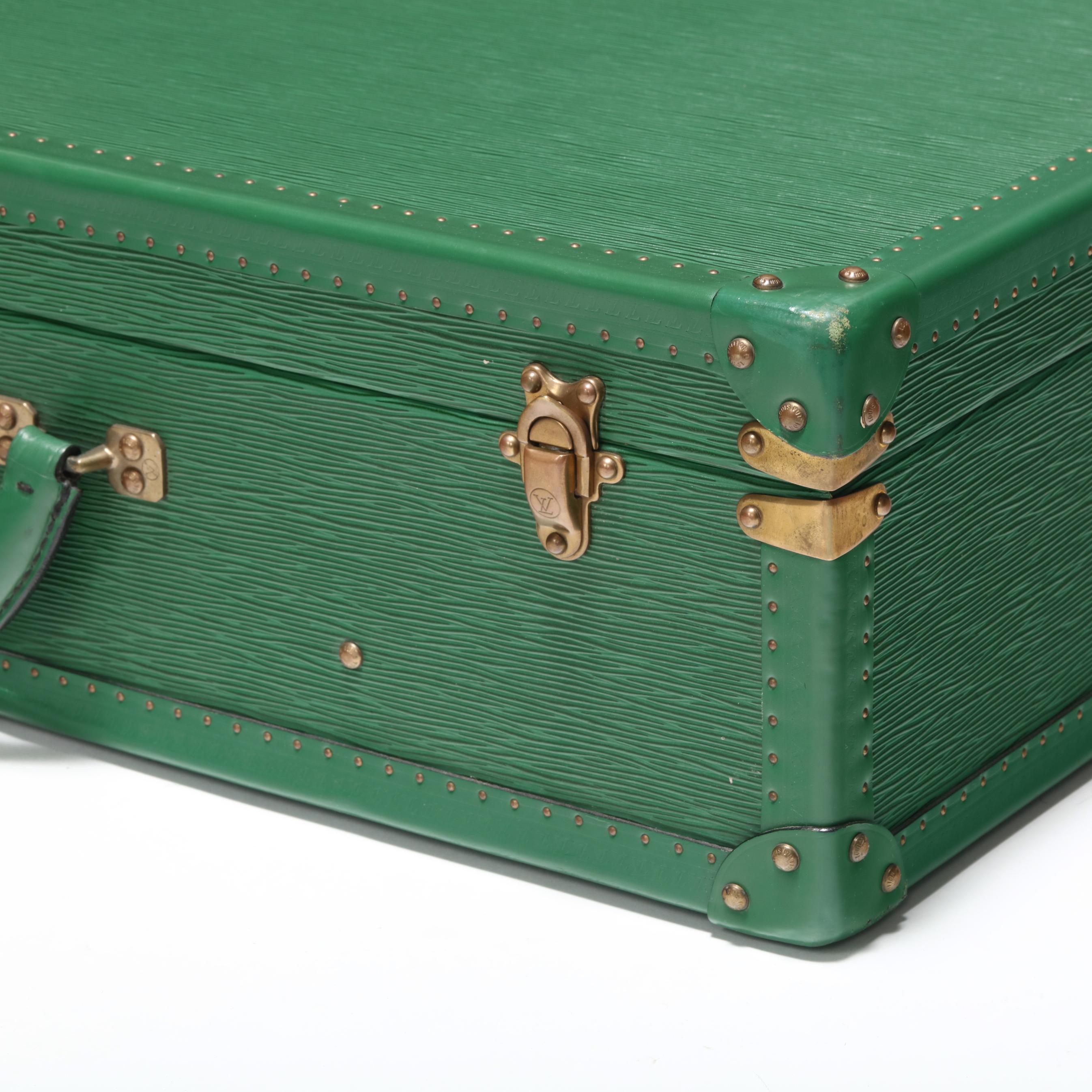 Vintage Textured Green Leather Suitcase, Louis Vuitton (Lot 6194