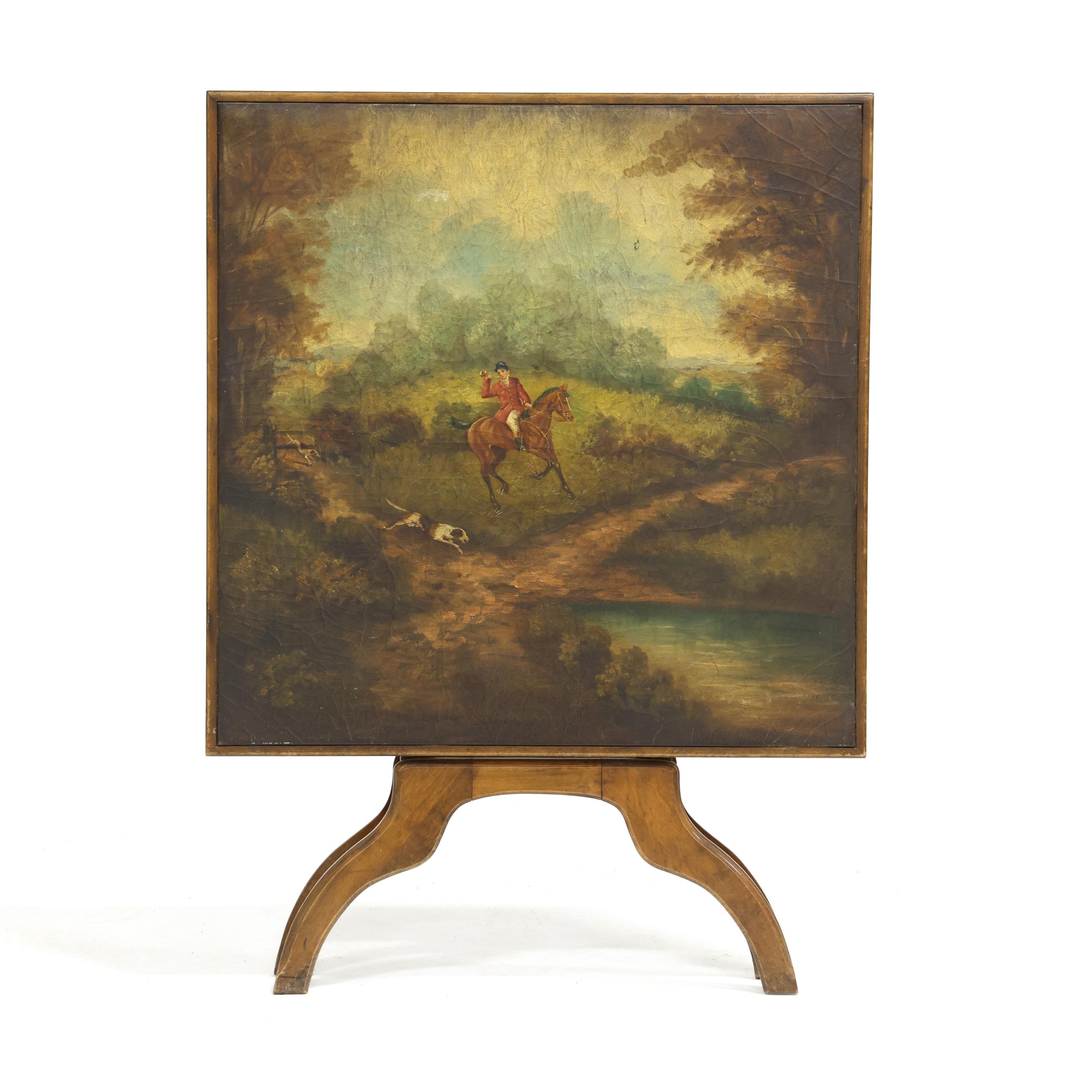 Vintage Hand Painted Fox Hunt Folding Card Table (Lot 4179 - March