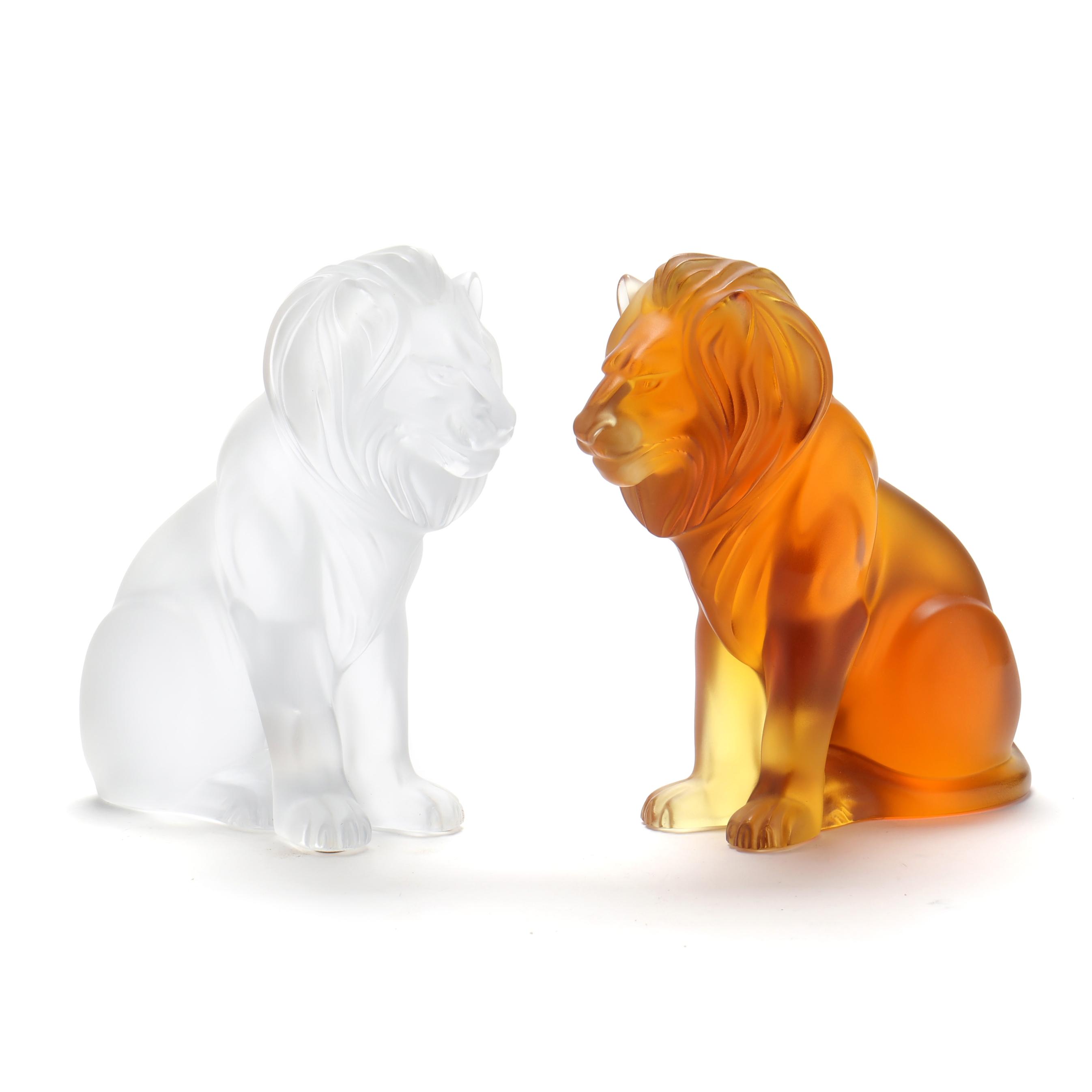 Lalique, Pair of Bamara Crystal Lions (Lot 1131 - April