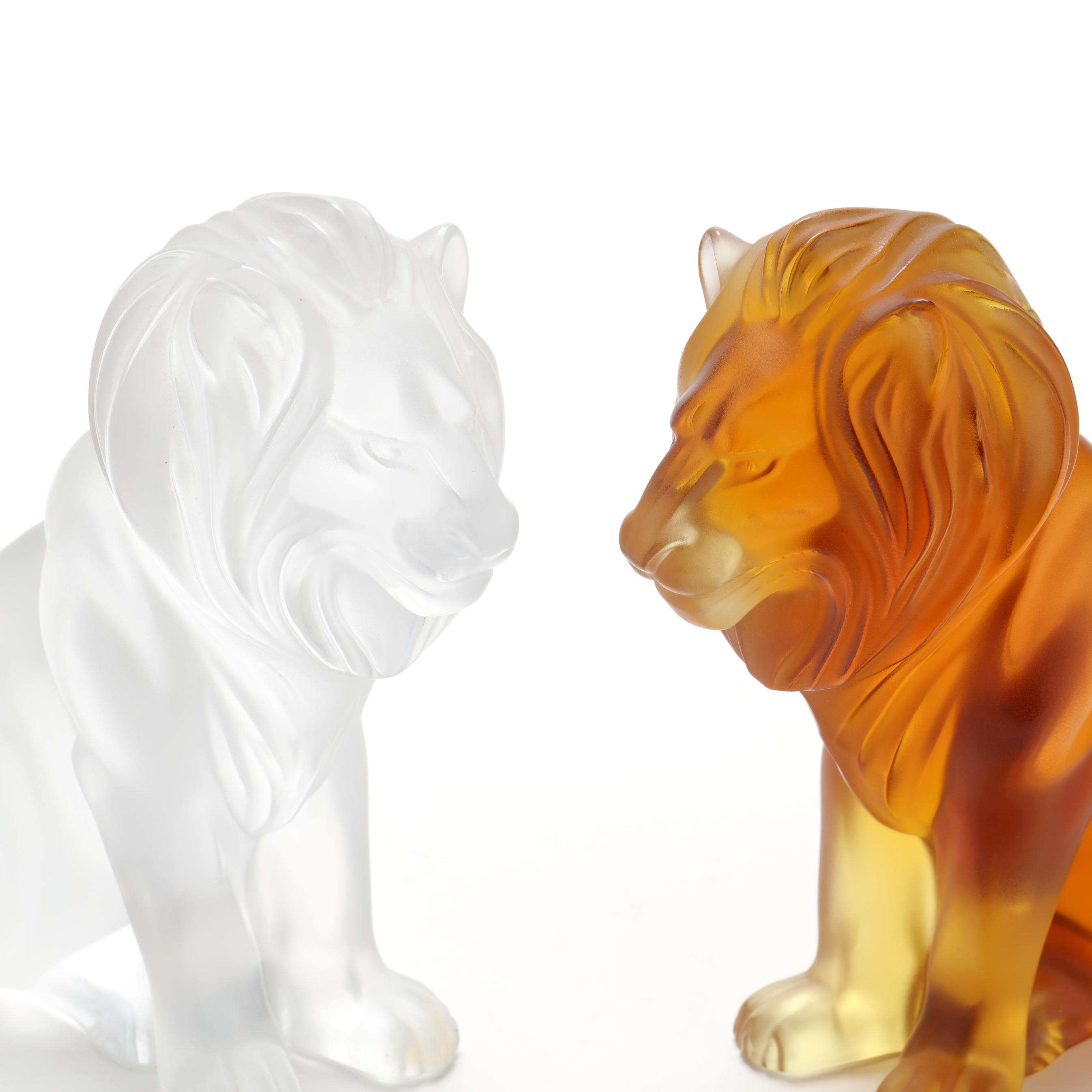Lalique, Pair of Bamara Crystal Lions (Lot 1131 - April Estate
