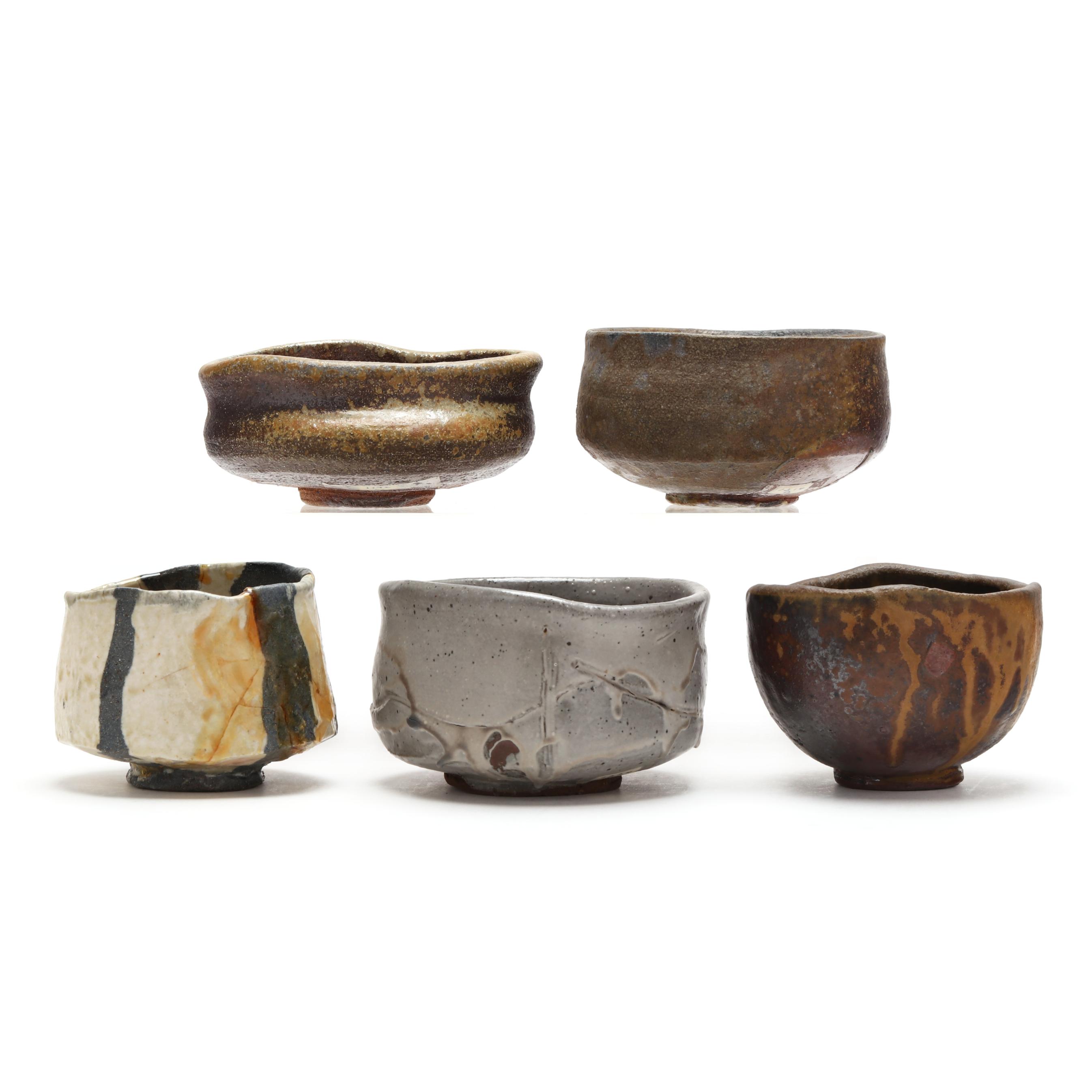 ピーター・カラス 茶碗 tea bowl 個展出品作品 Peter Callas (American, b. 1952), Five Tea Bowls (Chawan) (Lot