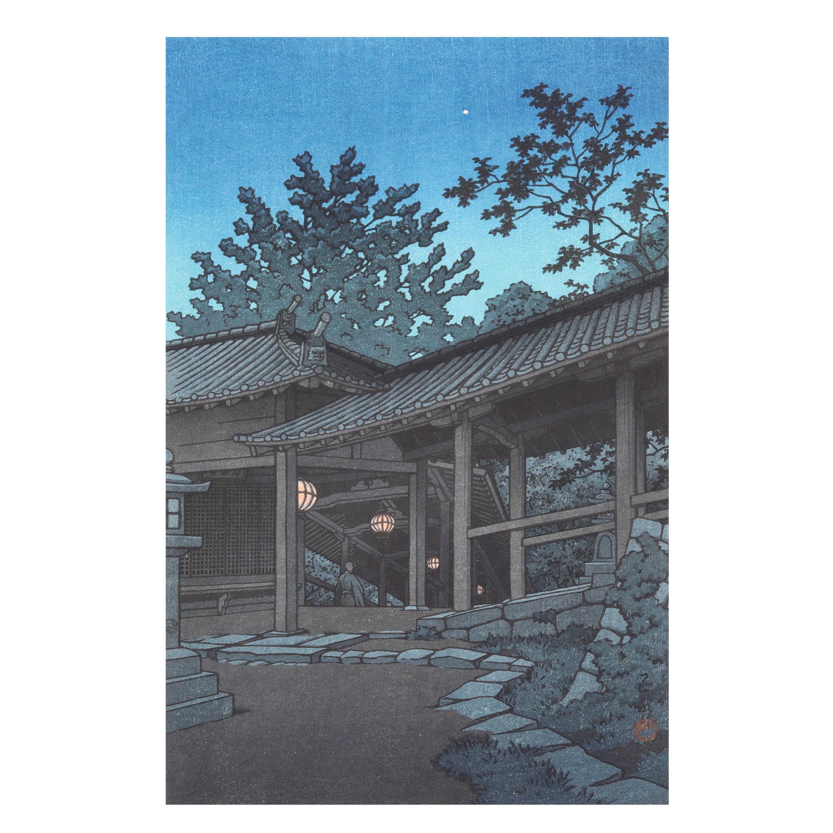 Kawase Hasui (Japanese, 1883-1957), Night at Hasedera Temple (Lot